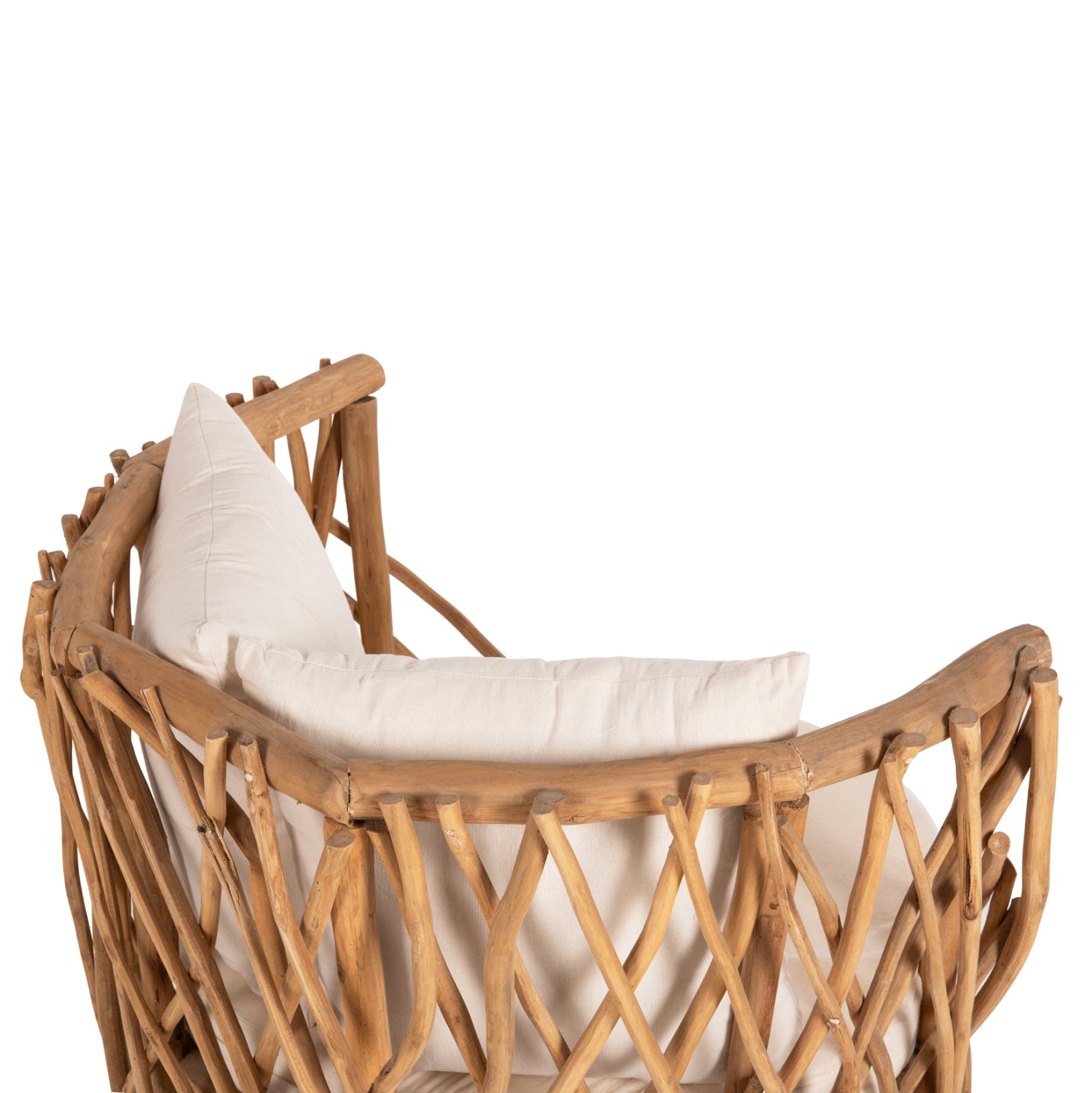 Кресло Канна натурал цвят тиково дърво /възглавница екрю 80x97x85