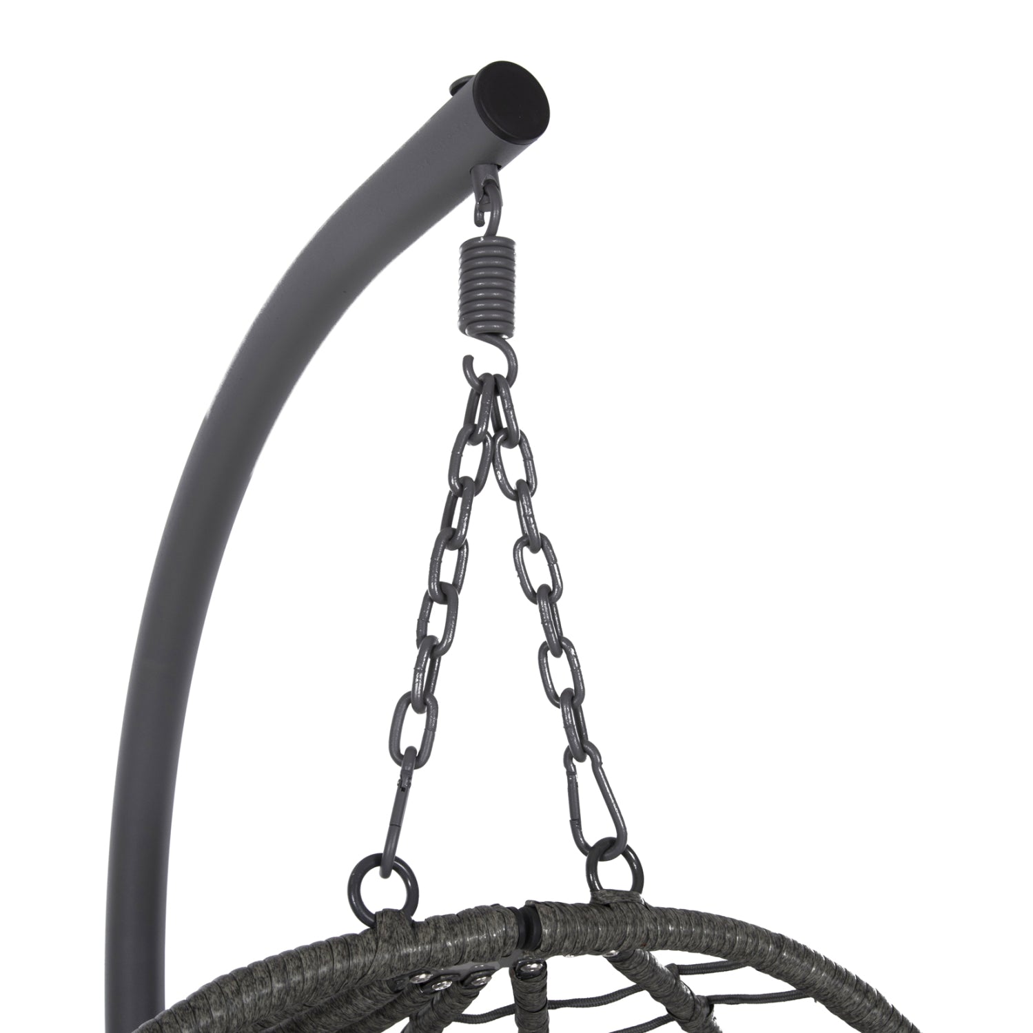 Люлка висяща Folia метал/ратан сив цвят 90/75/190см