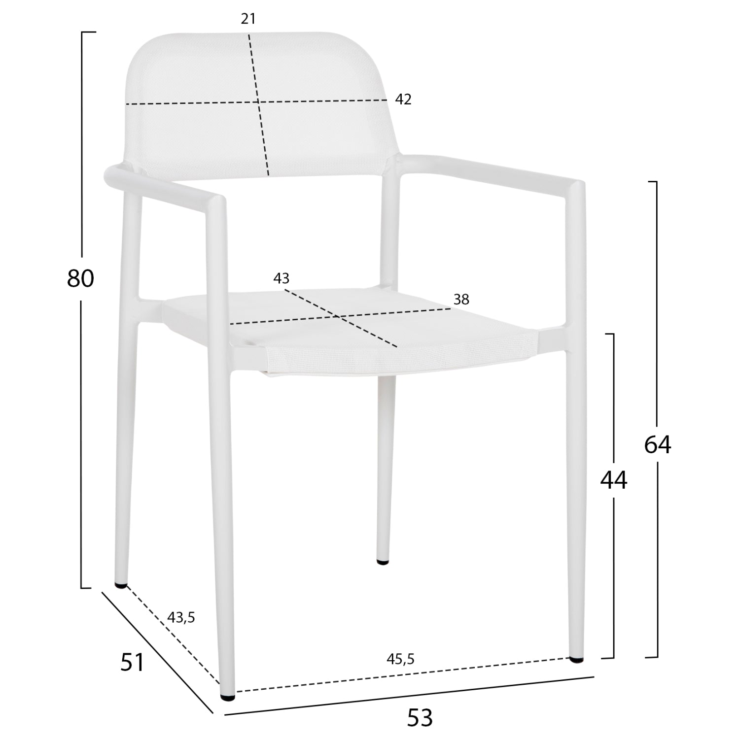 Кресло Рони бял цвят 53x51x80