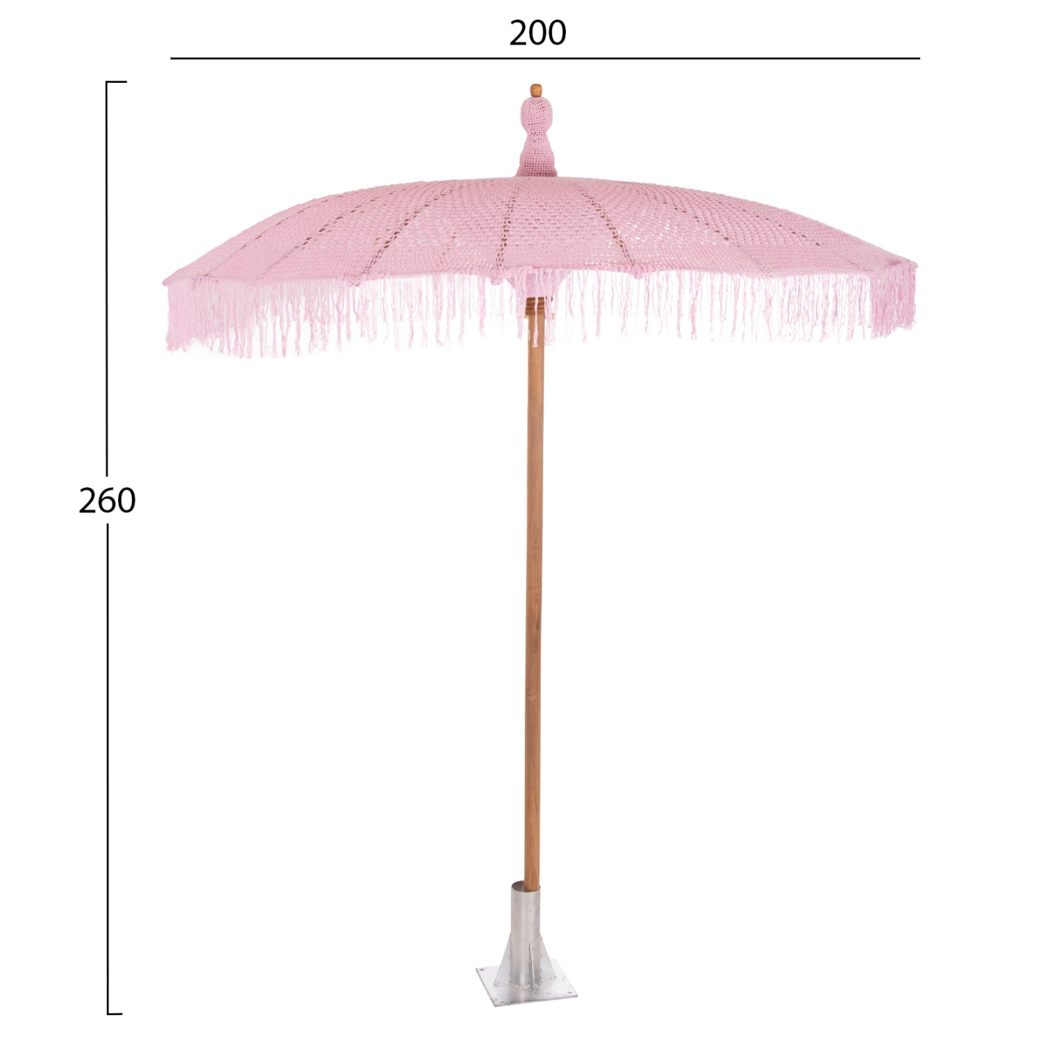 Чадър ROMANTIKA розов цвят Φ200X260