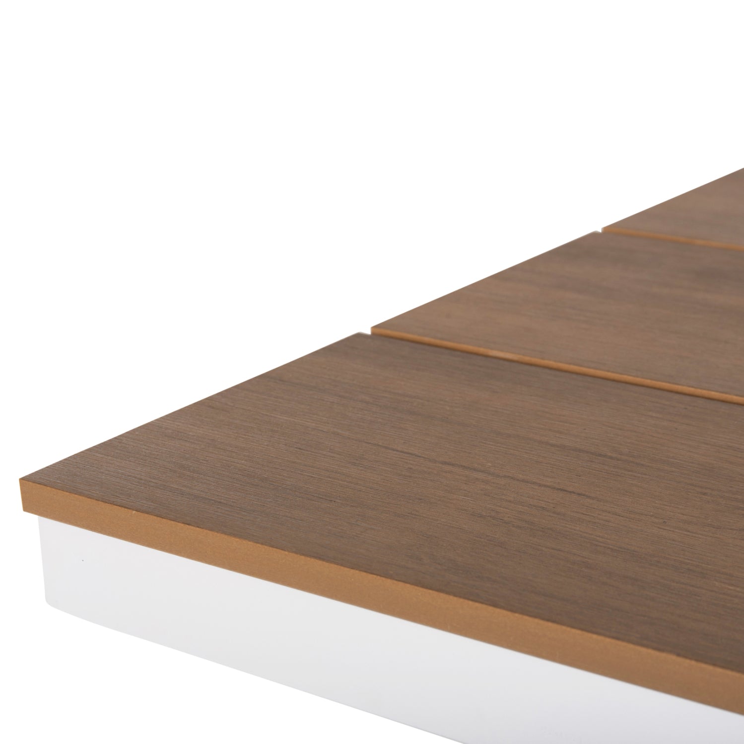 Алуминиева правоъгълна маса TAWNEE цвят бял - плот polywood, естествено дърво, 150x89,5x73cm