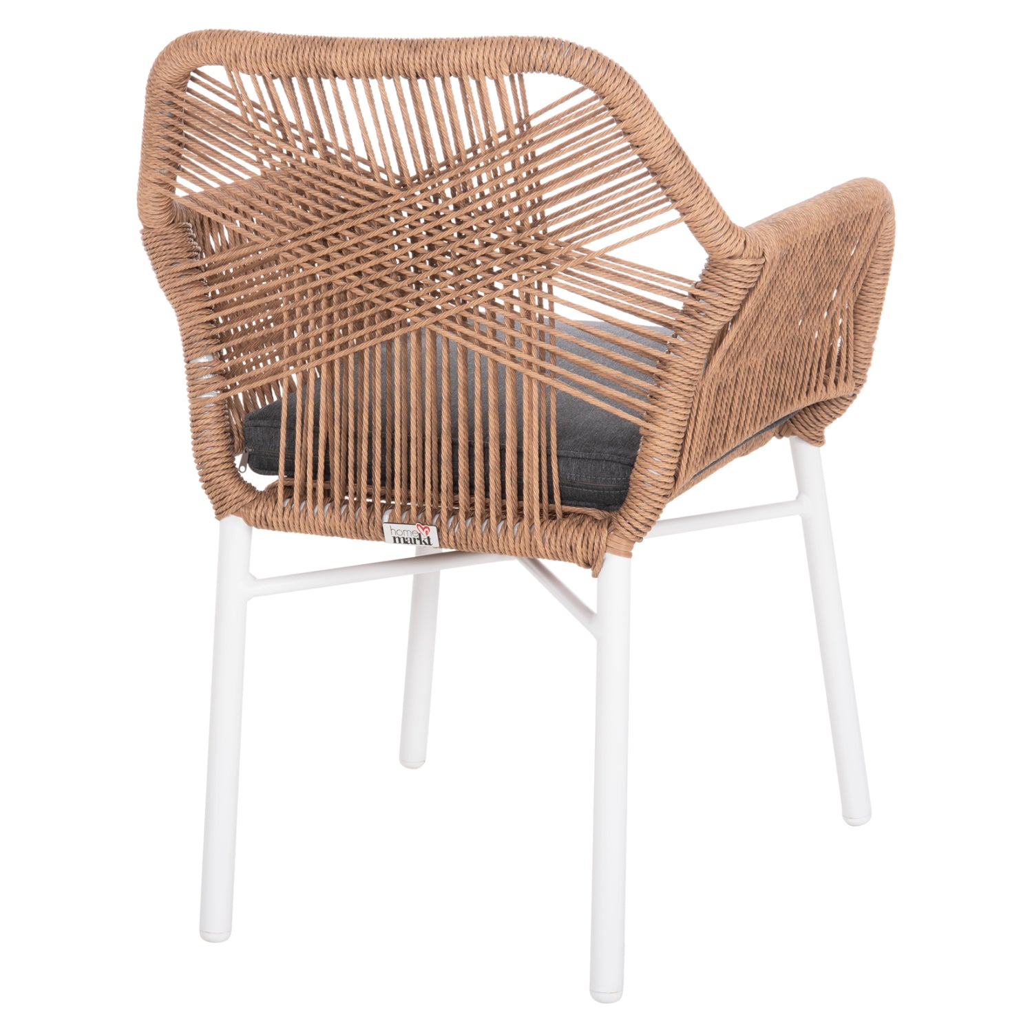 Фотьойл TOPINАлуминий Бял-PE Ратан Светлокафяв-Възглавница Сива 58x60x83H см