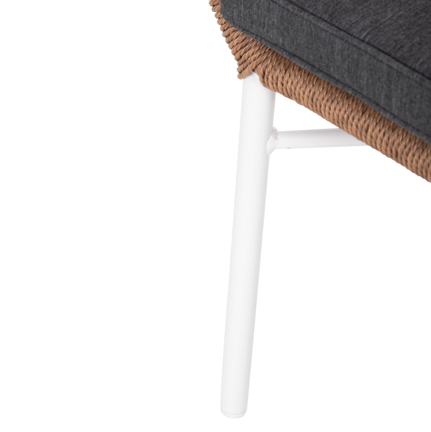 Фотьойл TOPINАлуминий Бял-PE Ратан Светлокафяв-Възглавница Сива 58x60x83H см