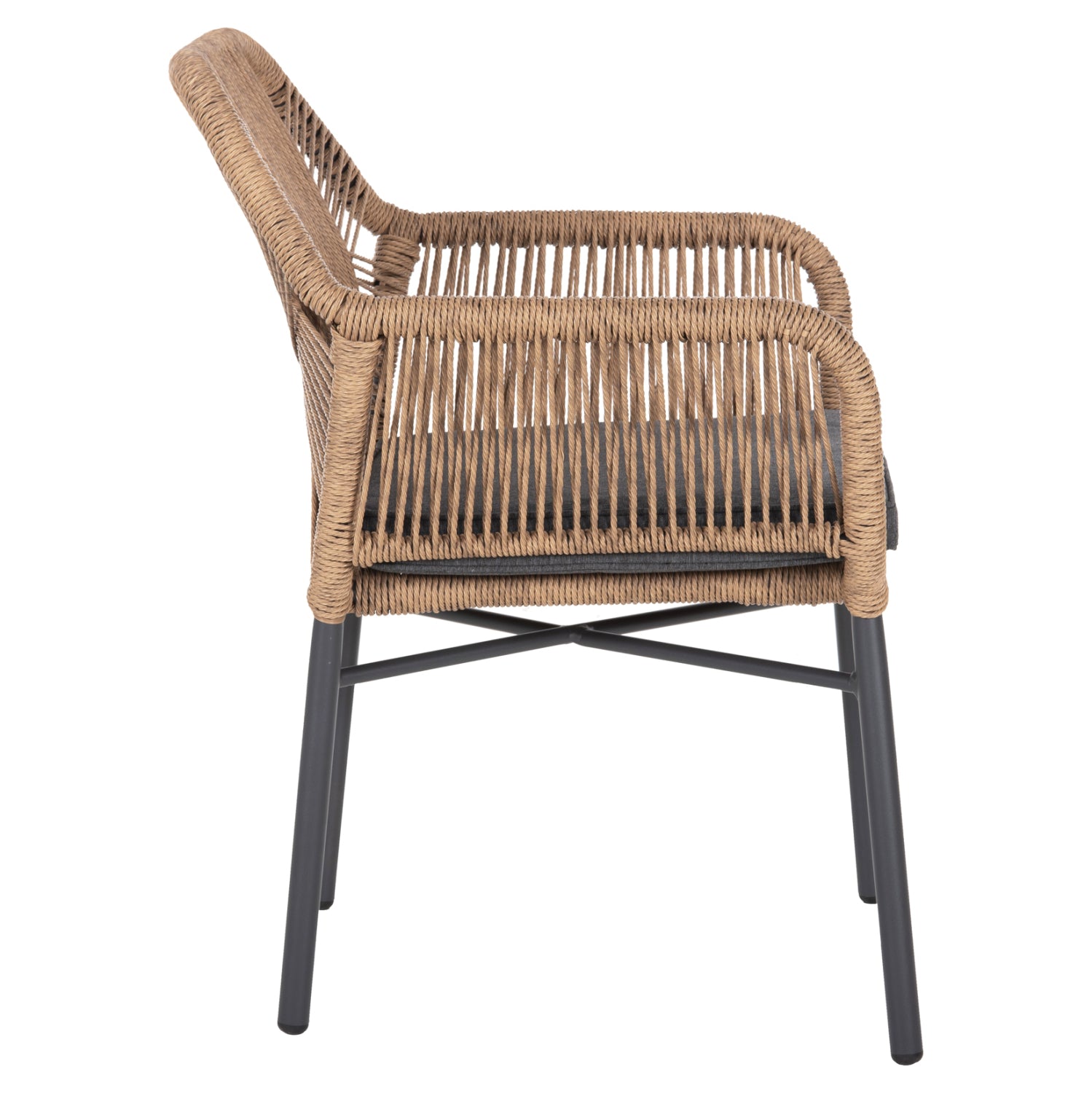 Фотьойл TOPIN Алуминий Антрацит-PE Ратан Бежово-Антрацит Възглавница