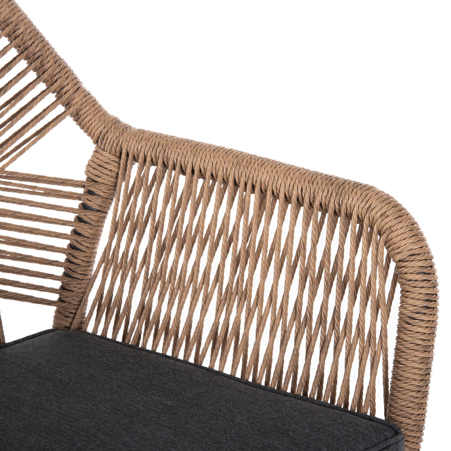 Фотьойл TOPIN Алуминий Антрацит-PE Ратан Бежово-Антрацит Възглавница