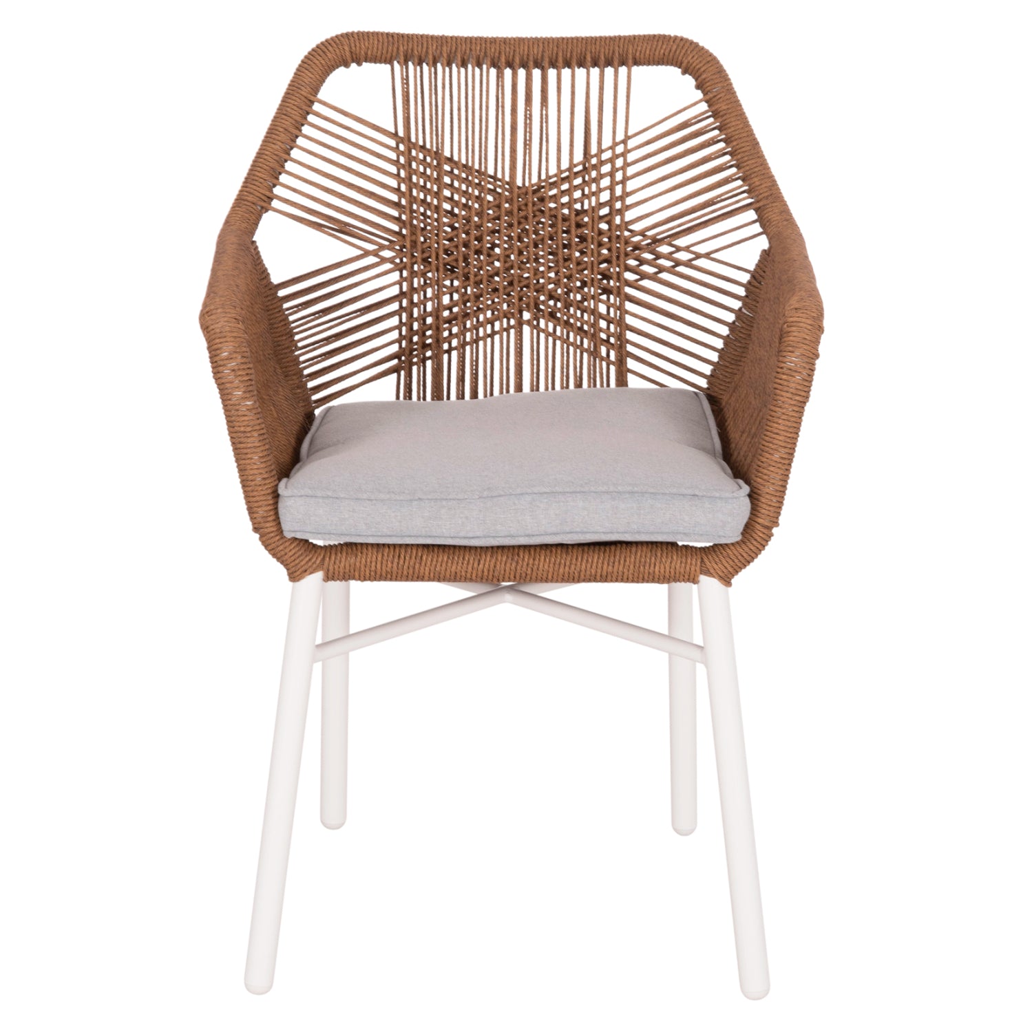 Фотьойл Topin, алуминиев, бял, pe ратан, бежов, 59x63x81см