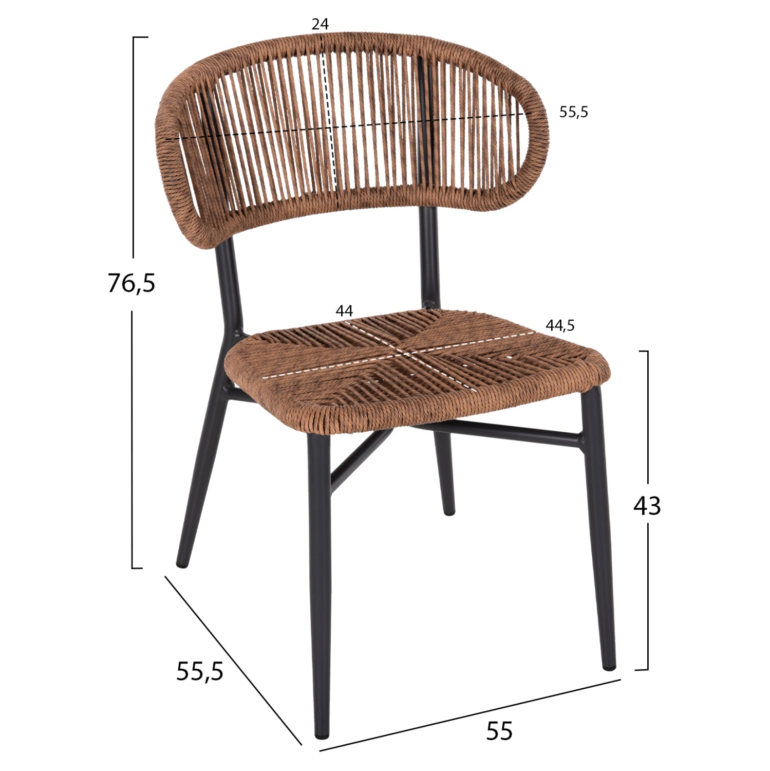 Стол  EULO цвят антрацит 49x60x78см