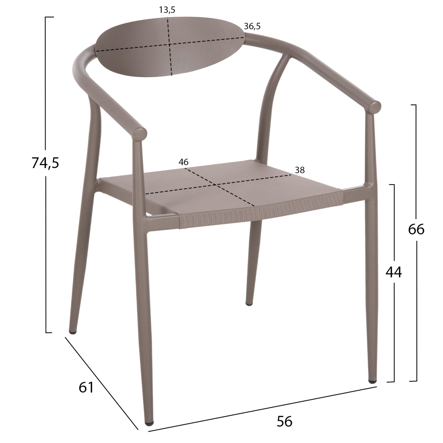 Кресло SHERLY цвят шампанско 56x61x74,5 алуминий