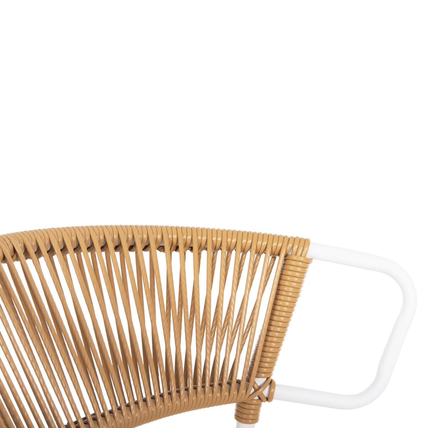 Стол Суки цвят бял-алуминий натурал ратан