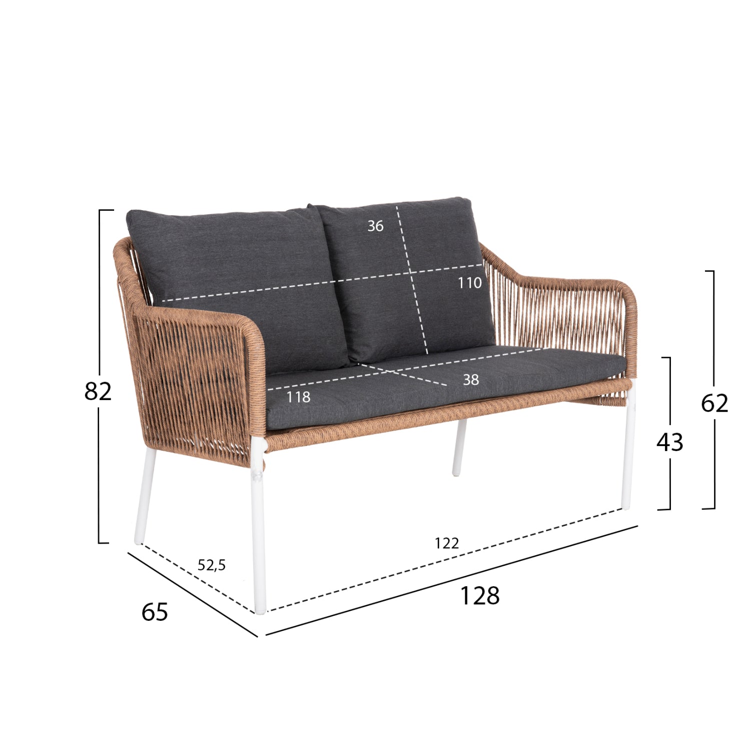Диван бафинцвят натурал-бял