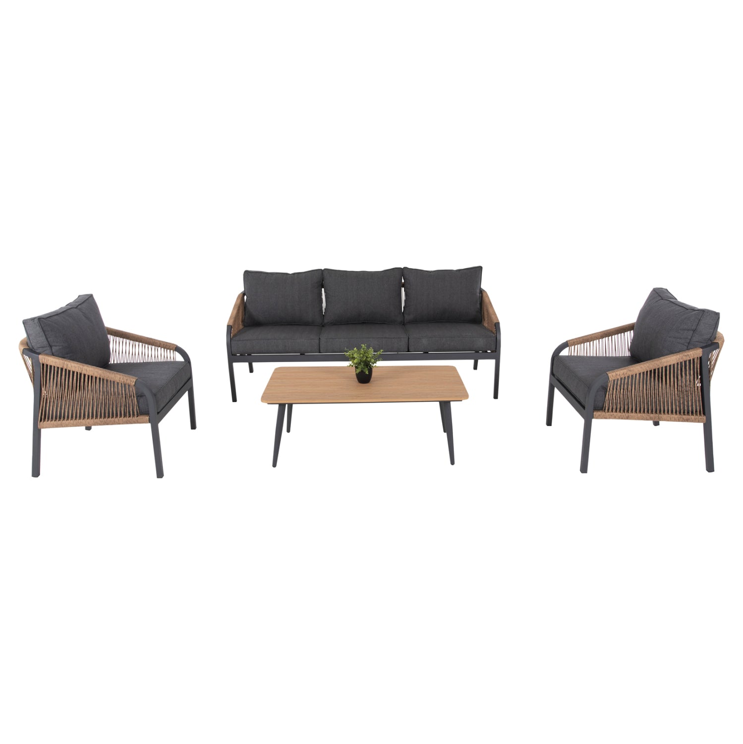 Градински комплект  4 бр MAERLY бежов-антрацит цвят с маса 109x56.5x41