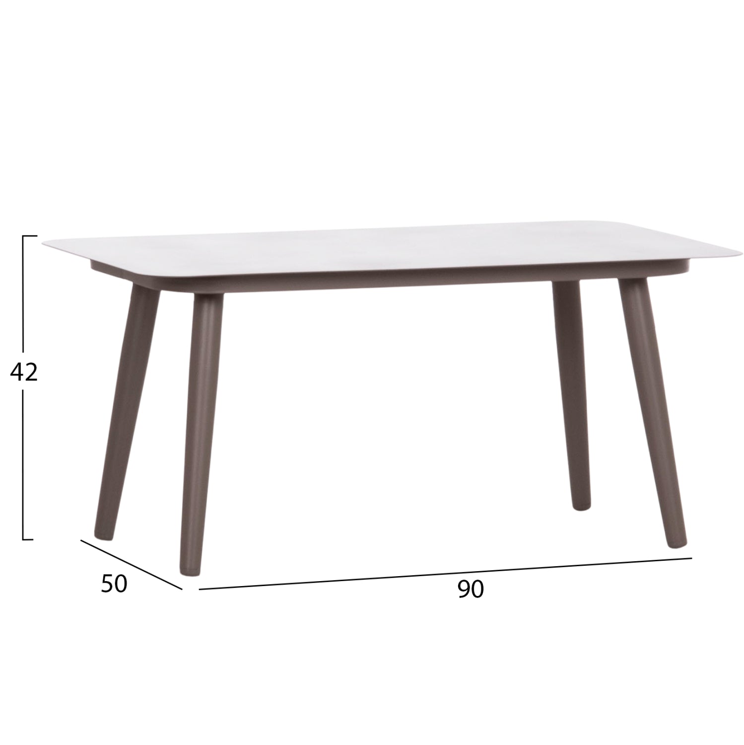 Комплект градински мебели Фрея от 4 части, алуминиев капучино-пе ратан и бежови възглавници/маса 90x50x42