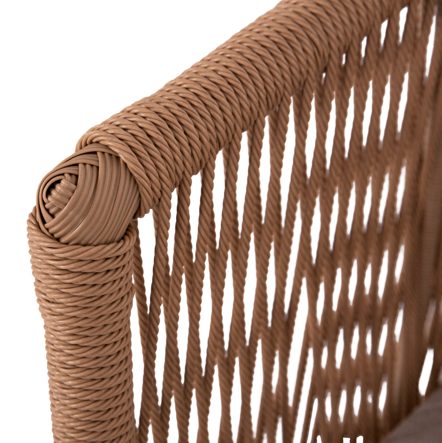 Комплект градински мебели Фрея от 4 части, алуминиев капучино-пе ратан и бежови възглавници/маса 90x50x42