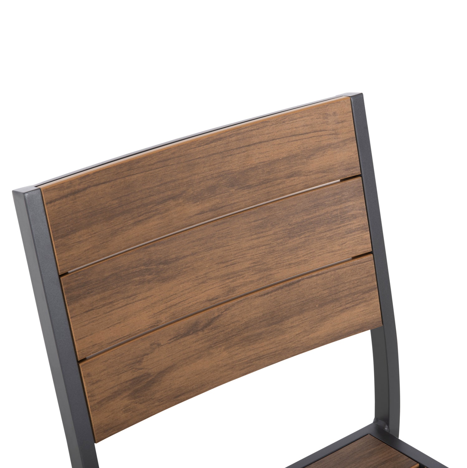 Алуминиев стол Saga тъмно сив с полидърво 46x52x86см