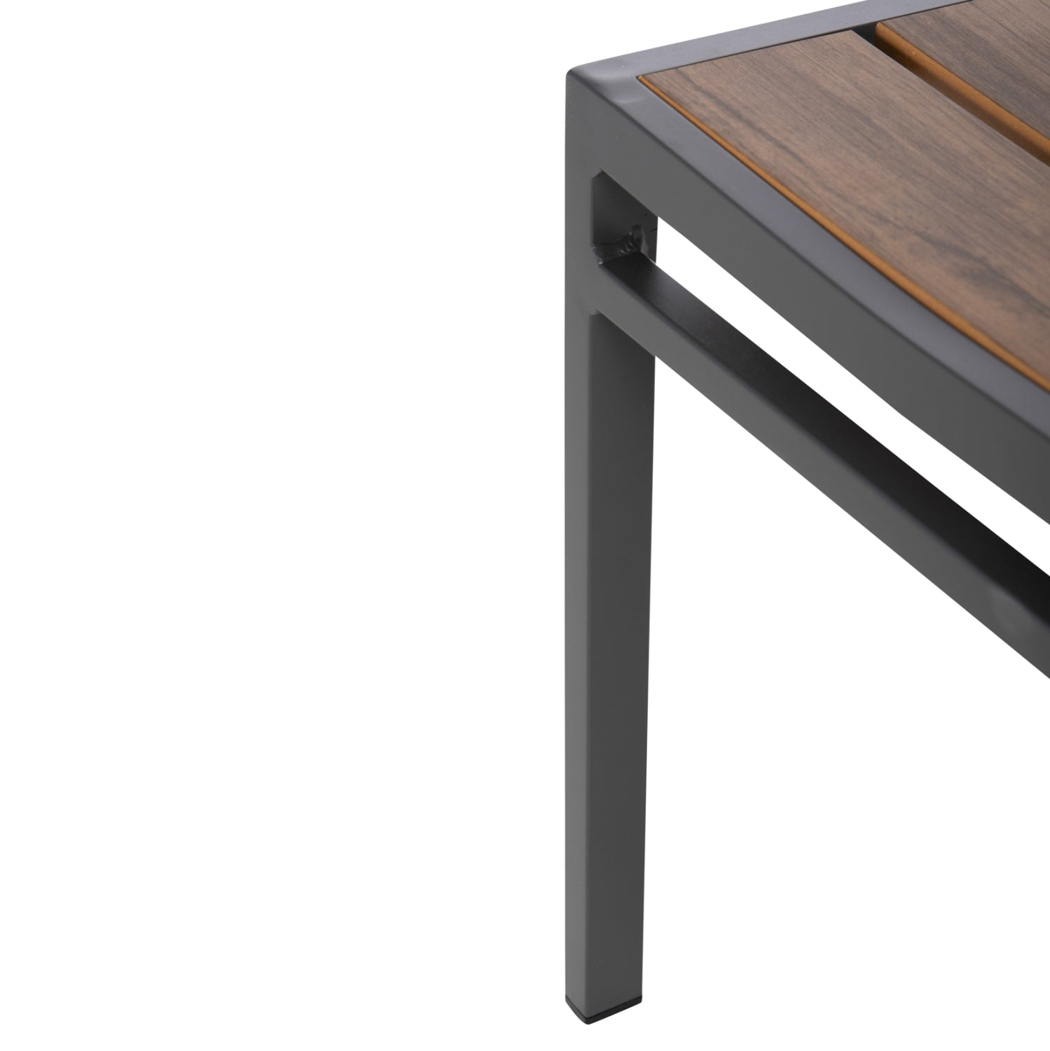 Алуминиев стол Saga тъмно сив с полидърво 46x52x86см