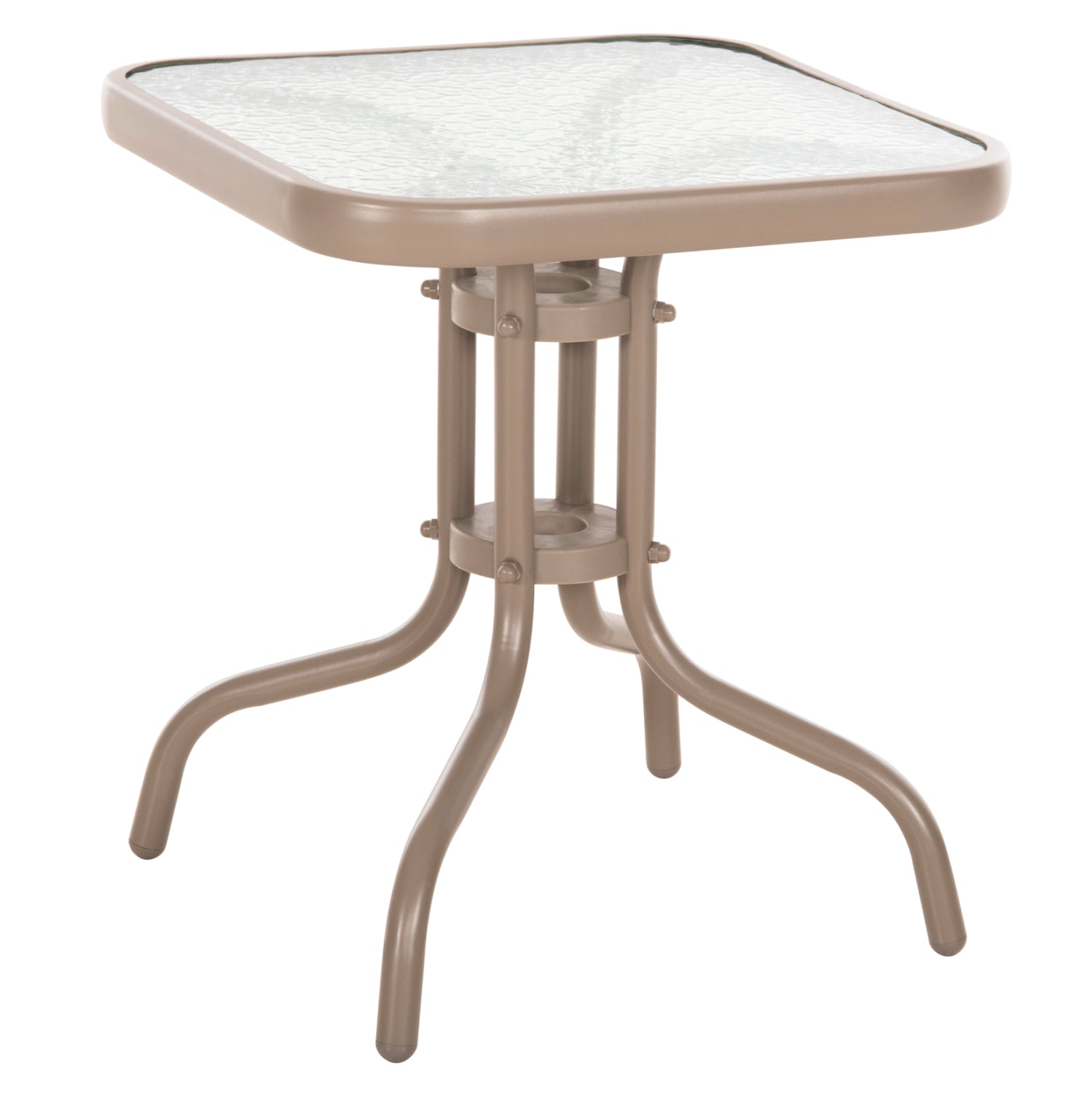 Странична маса Figo , цвят шампанско, метално-стъклена повърхност, 45x45x51см