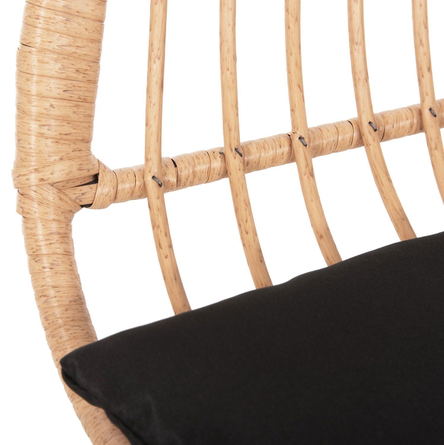 Пейка с подлакътници Аllegra, черен метал-бежов, ратан, 120x62x80см