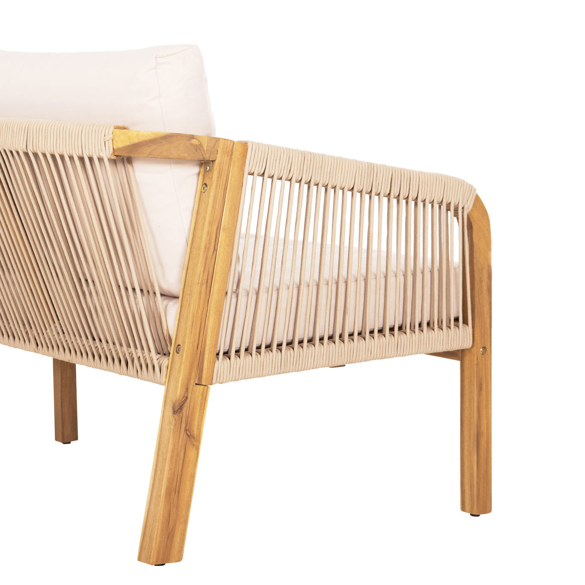 Комплект за външен отдих  ROSSWELL от 4 части акациево дърво,  въже,,възглавници бежови