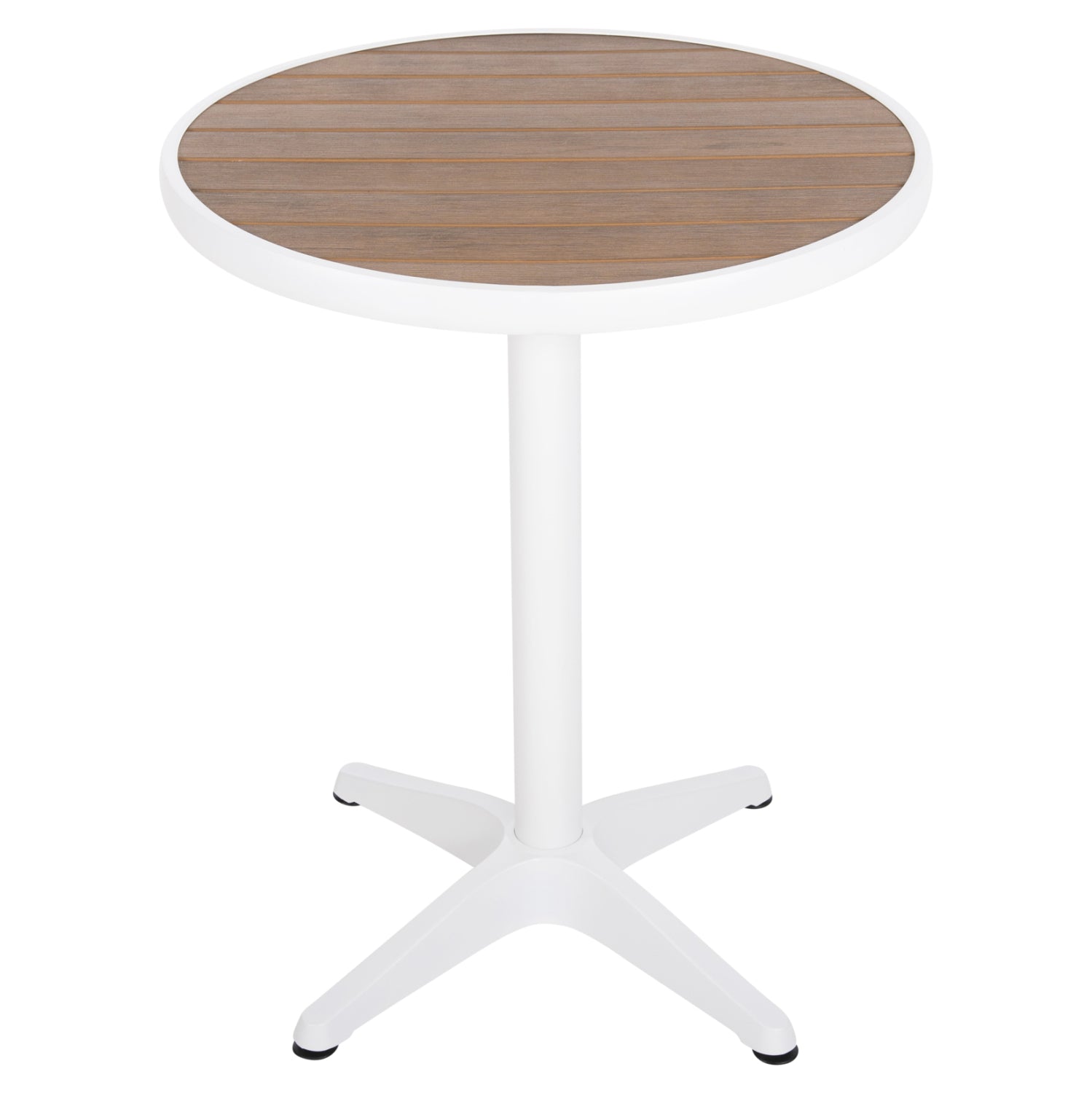 Маса Aлекса ф60 -алуминиева цвят бял-плот натурално полидърво