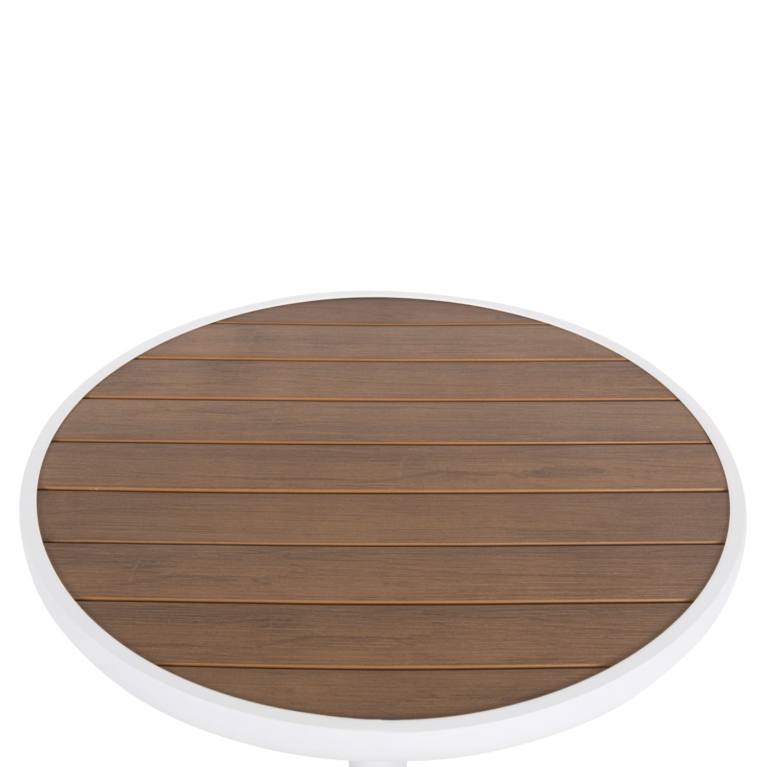 Маса Aлекса ф60 -алуминиева цвят бял-плот натурално полидърво