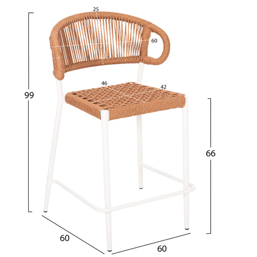 Бар стол EULO средна височина цвят бял-бежов 60x60x99