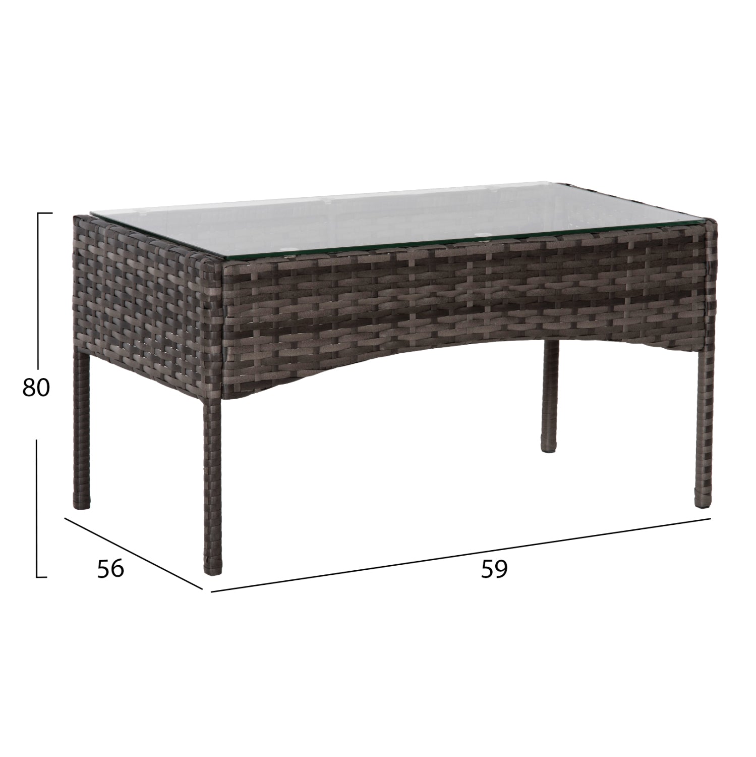 Градински комплект  Стасия от 4бр.цвят сив-бежов с диван, 2 кресла и маса75.5x37.5x38.5