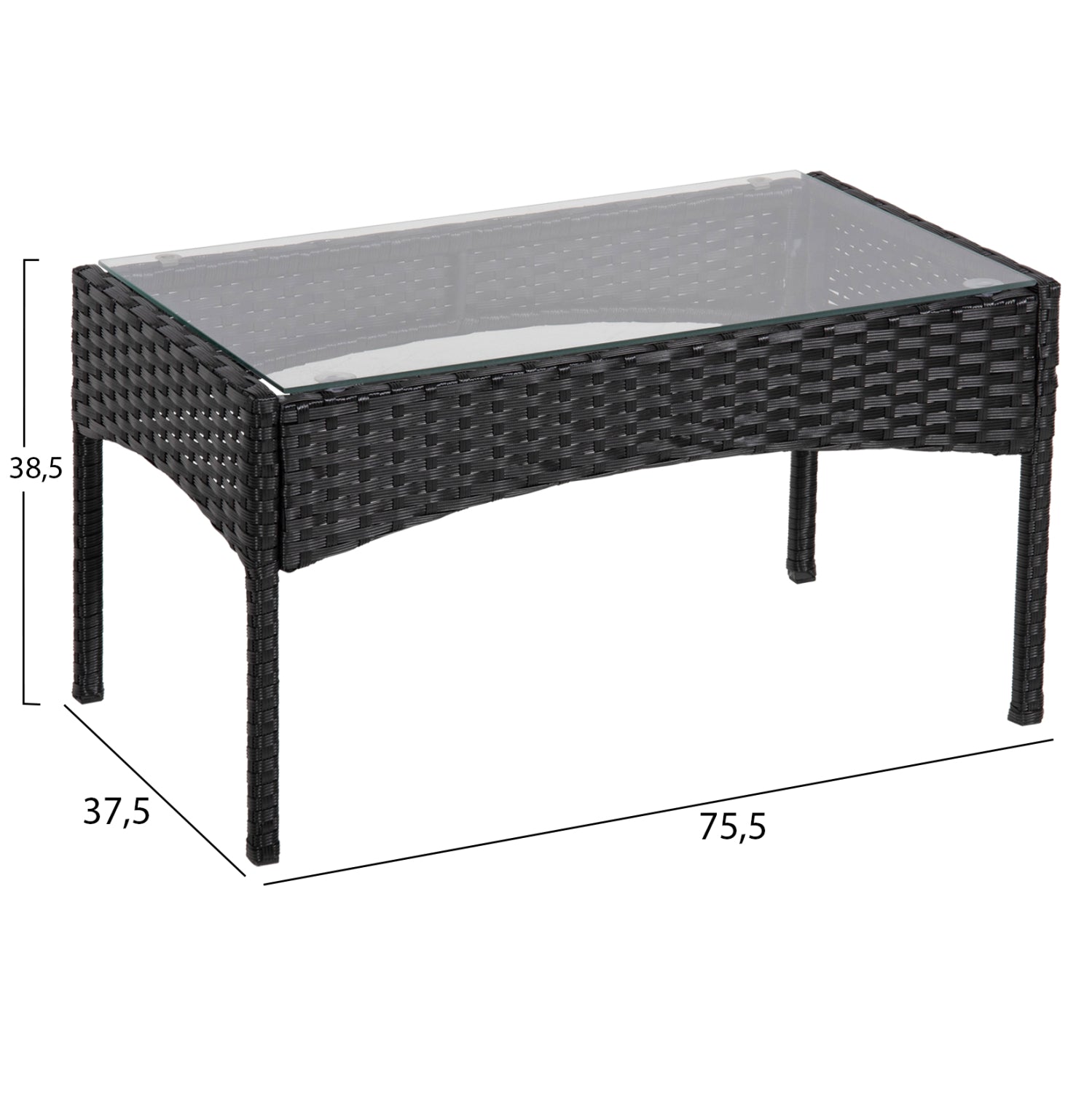 Градински комплект  Стасия цвят черен-бежов от 5бр диван с 2 кресла  и маса 75.5x37.5x38.5