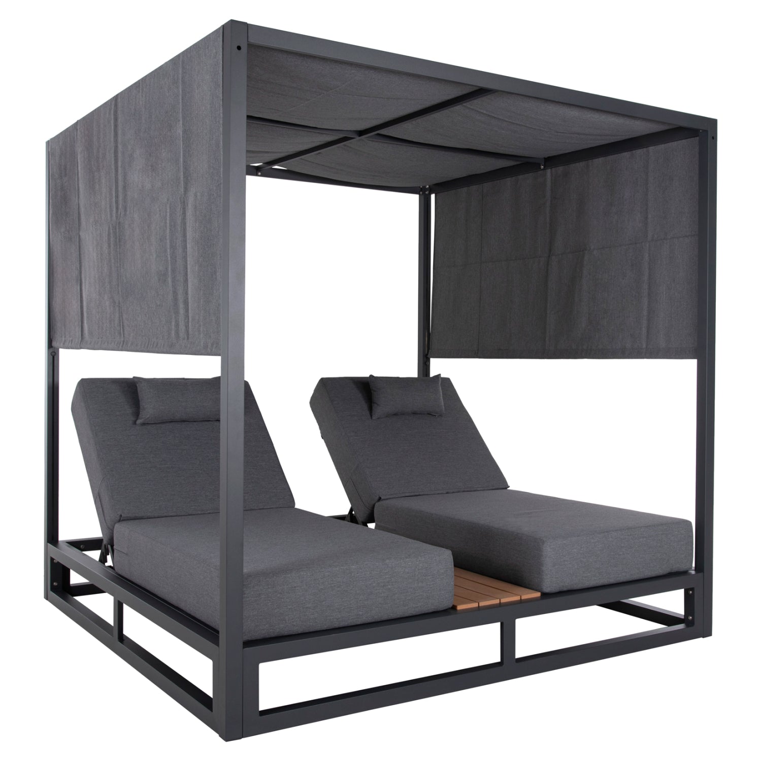 ДВОЕН АЛУМИНИЕВ ПЛАЖЕН ШЕЗЛОГ СЪС СЕННИК CUBE GALLANT GREY 2x2x2m