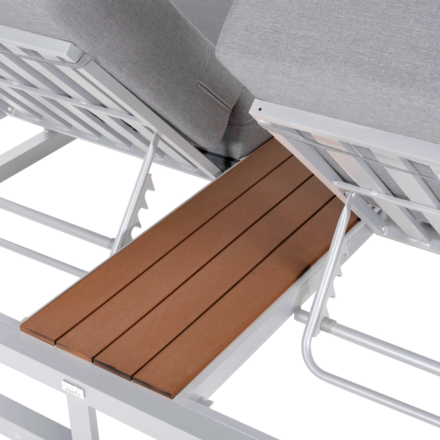 ДВОЕН АЛУМИНИЕВ ПЛАЖЕН ШЕЗЛОНГ СЪС СЕННИК  CUBE ГАЛАНТНО БЯЛО 2x2x2м