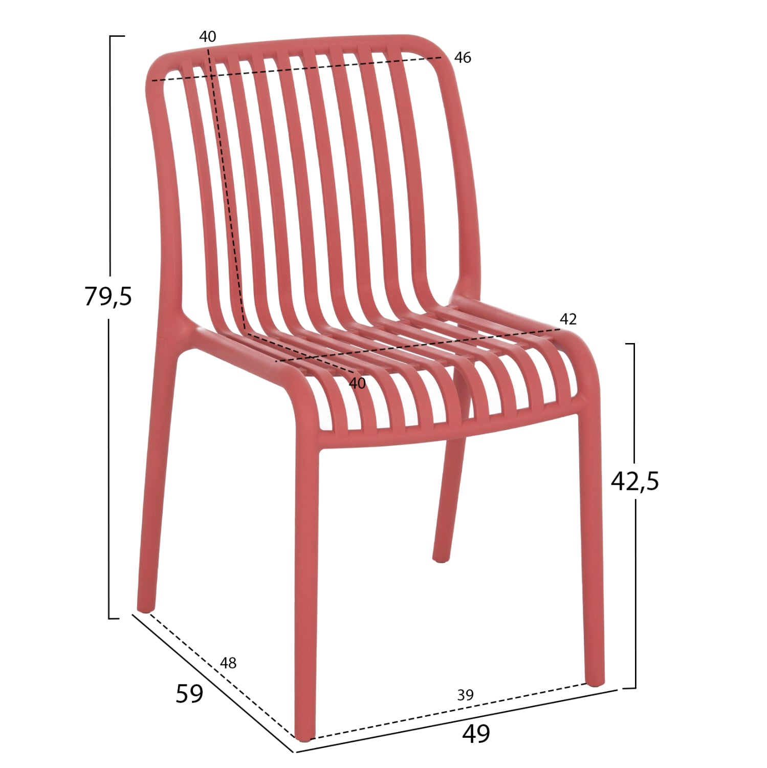 Стол CONVEE  червен цвят 48x56x79