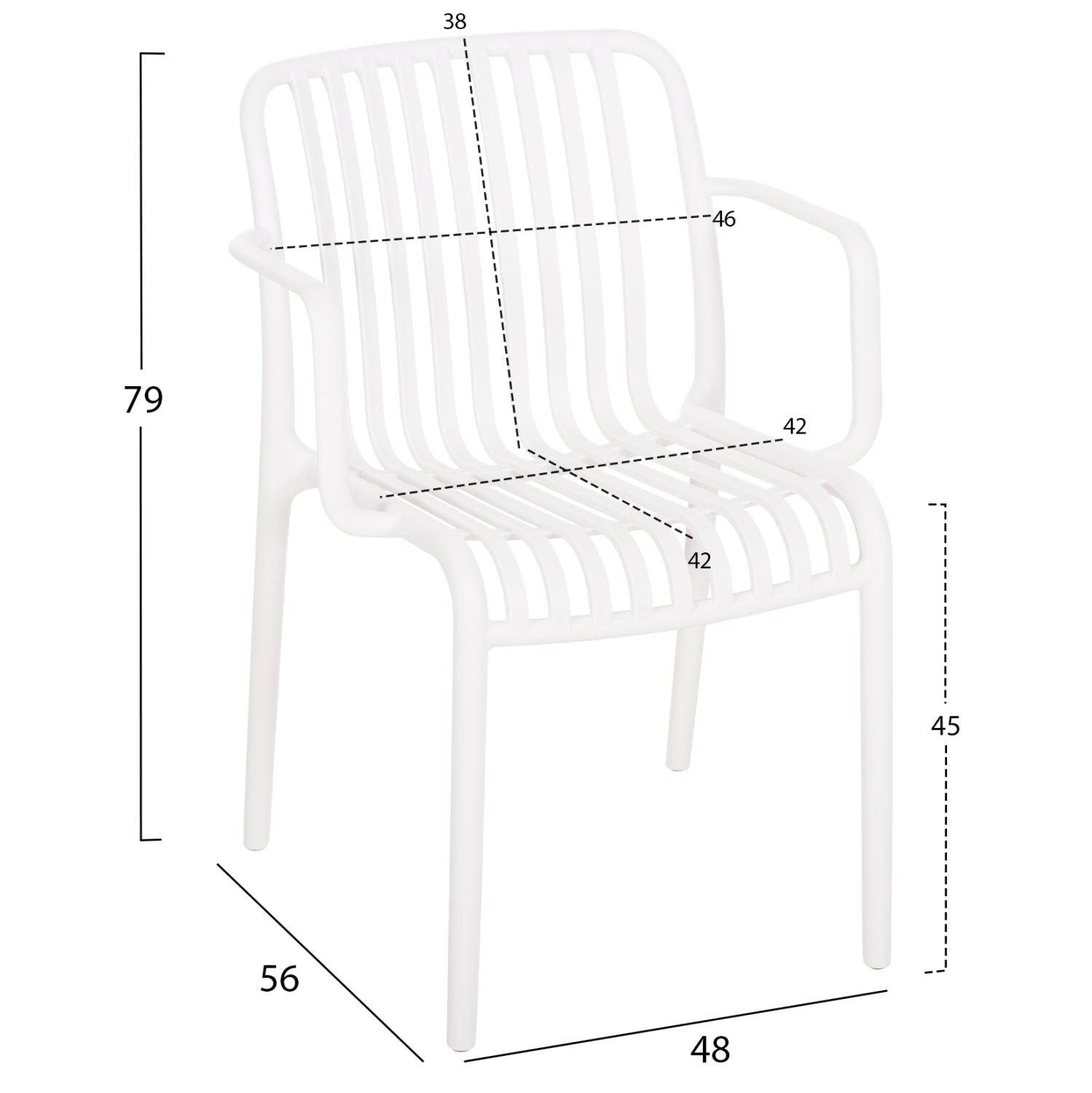 Кресло KONVEE  с подлакътник  бял цвят  55x56x79