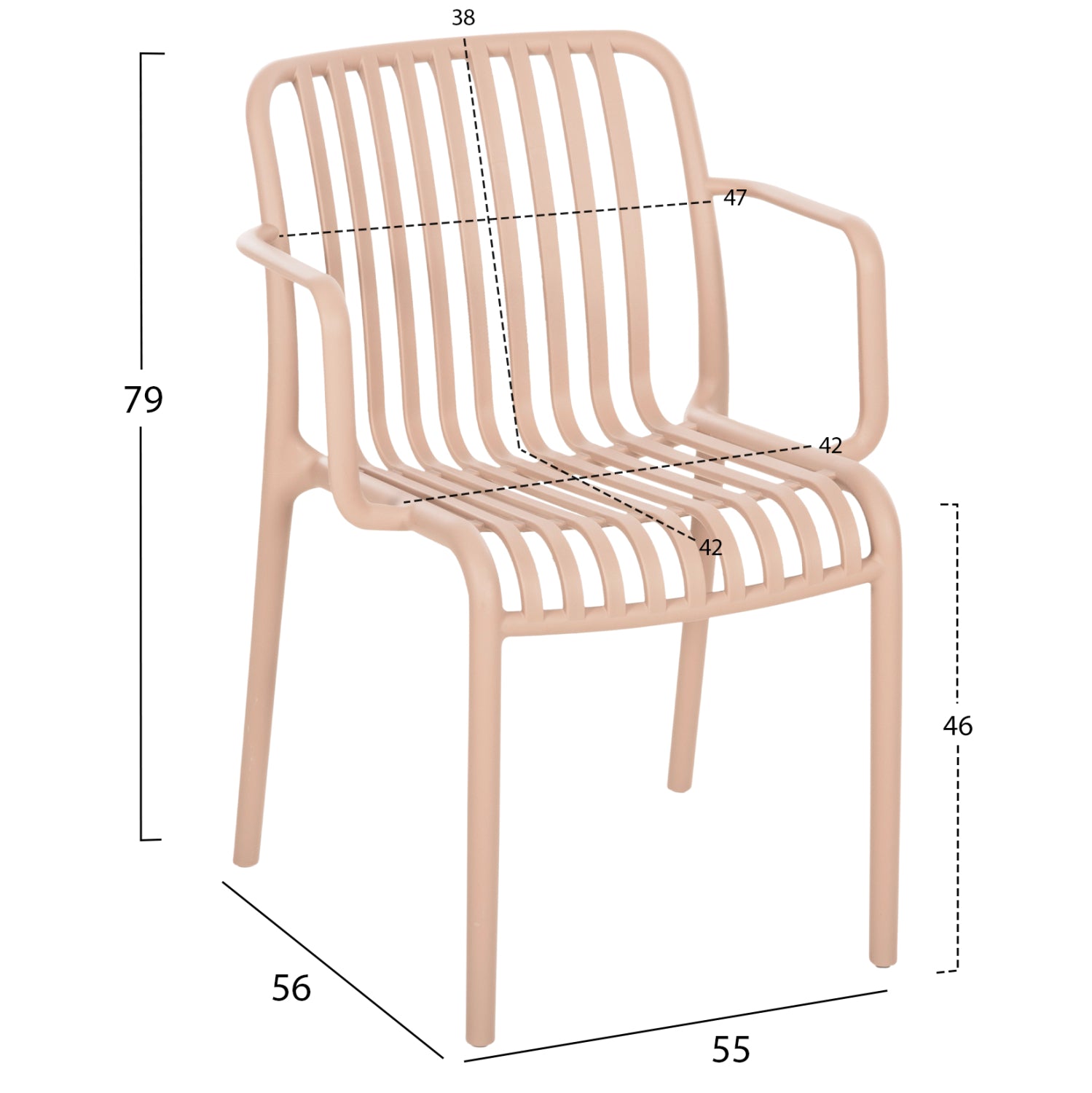 Кресло CONVEE с подлакътник цвят капучино  55x56x79