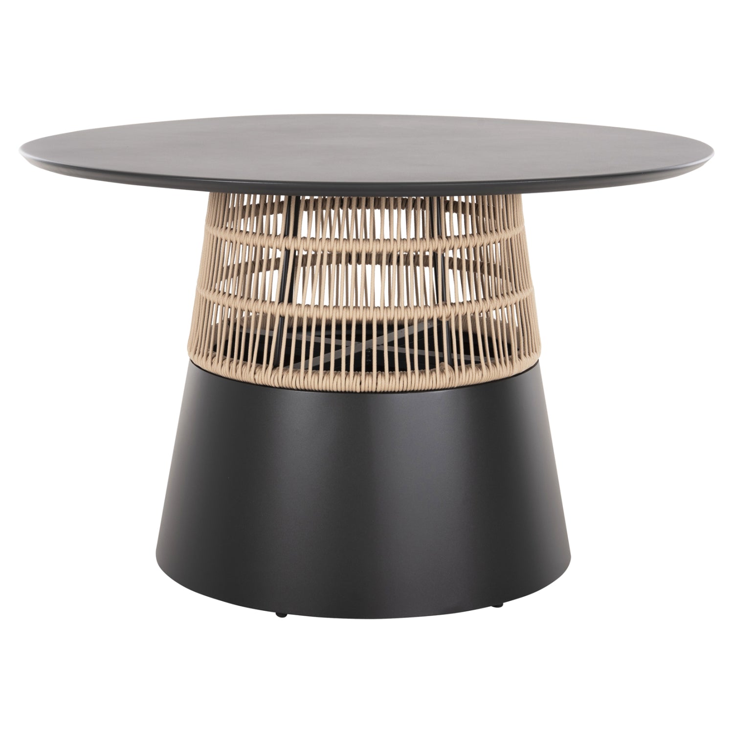 Кръгла трапезна маса SAEID антрацит алуминий,бежово въже Φ120x75см.