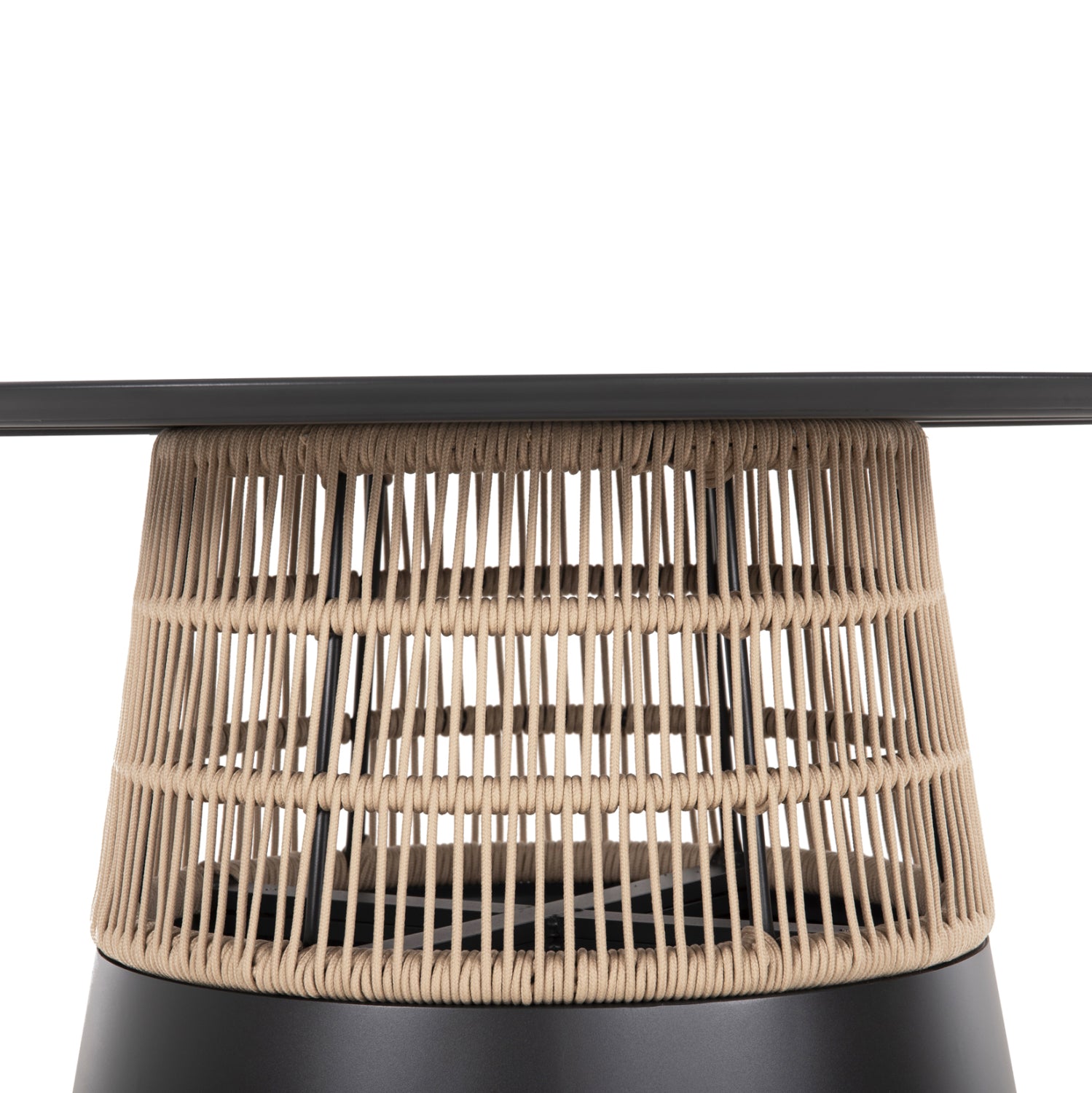 Кръгла трапезна маса SAEID антрацит алуминий,бежово въже Φ120x75см.