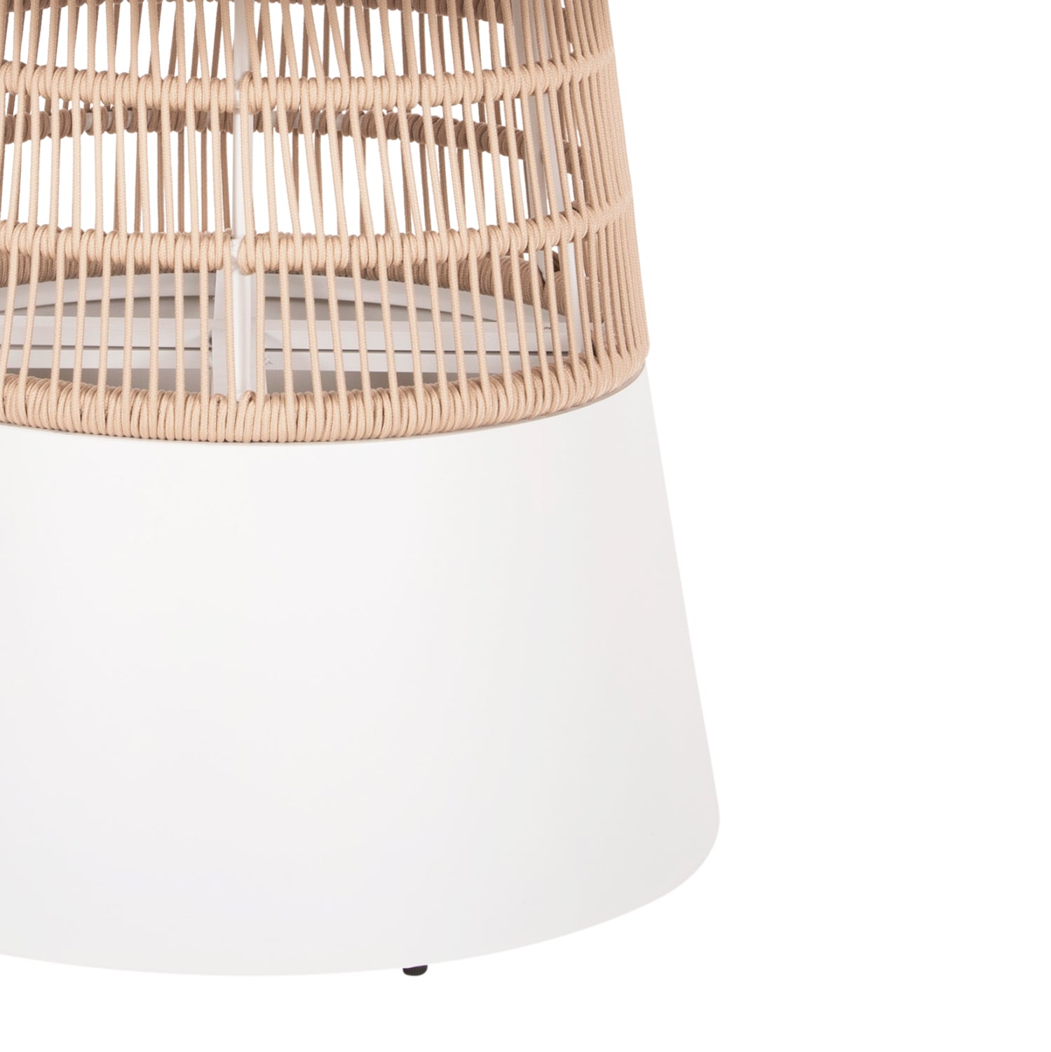 Кръгла трапезна маса SAEID бяла алуминиева , бежово въже  Φ120x75Hсм.