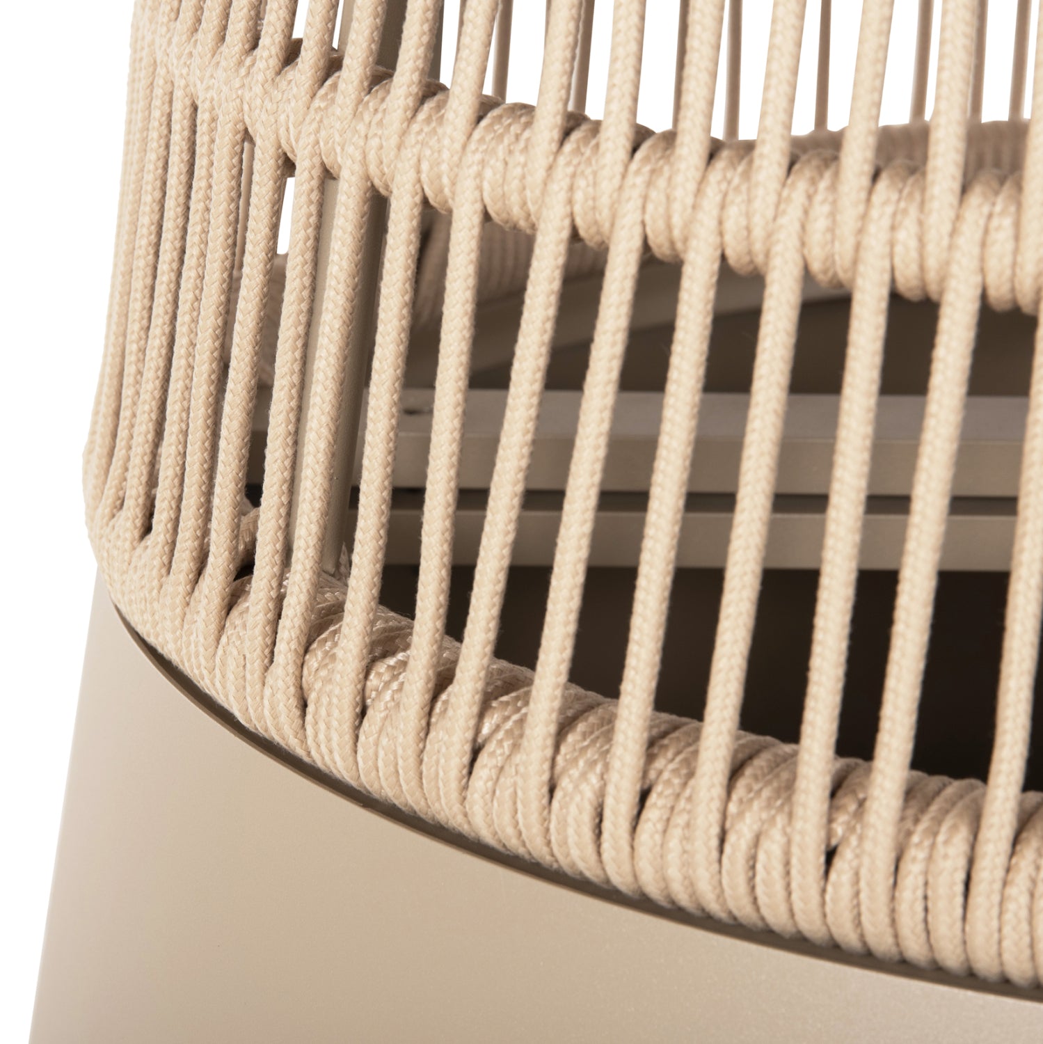 Кръгла маса Saeid шампанско алуминиево-бежово въже ф120x75hcм