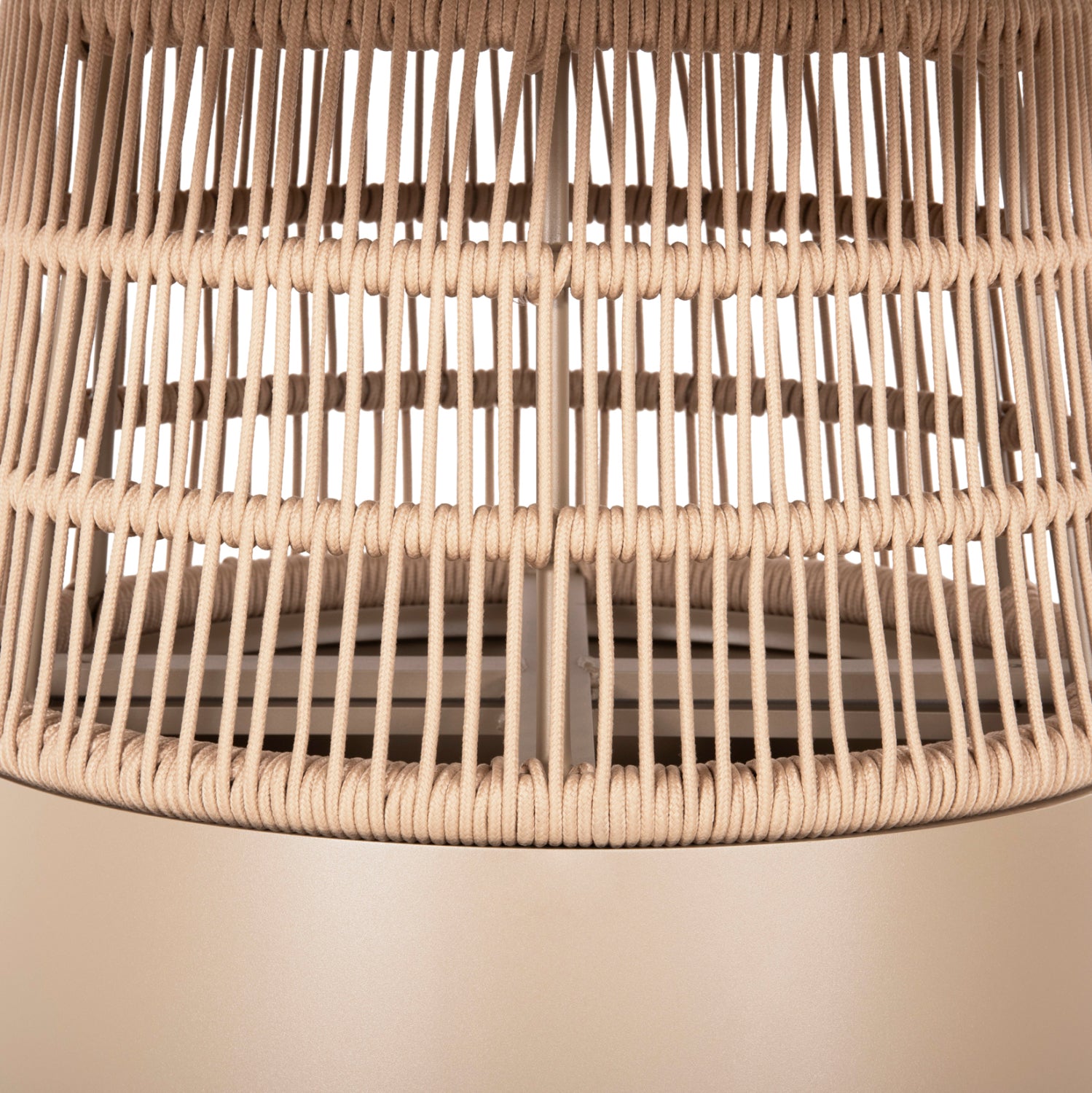 Кръгла маса Saeid шампанско алуминиево-бежово въже ф120x75hcм