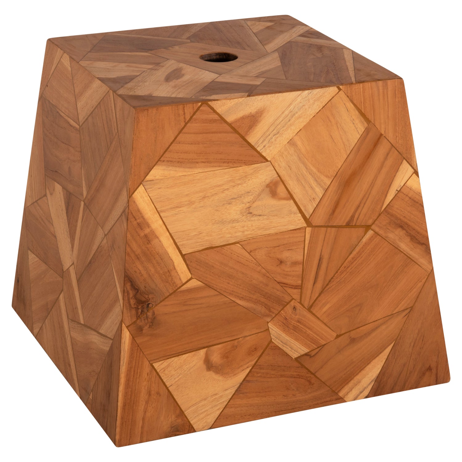 Циментова основа за чадър, външно покритие, тиково дърво, отвор φ5см - 47x47x42hсм