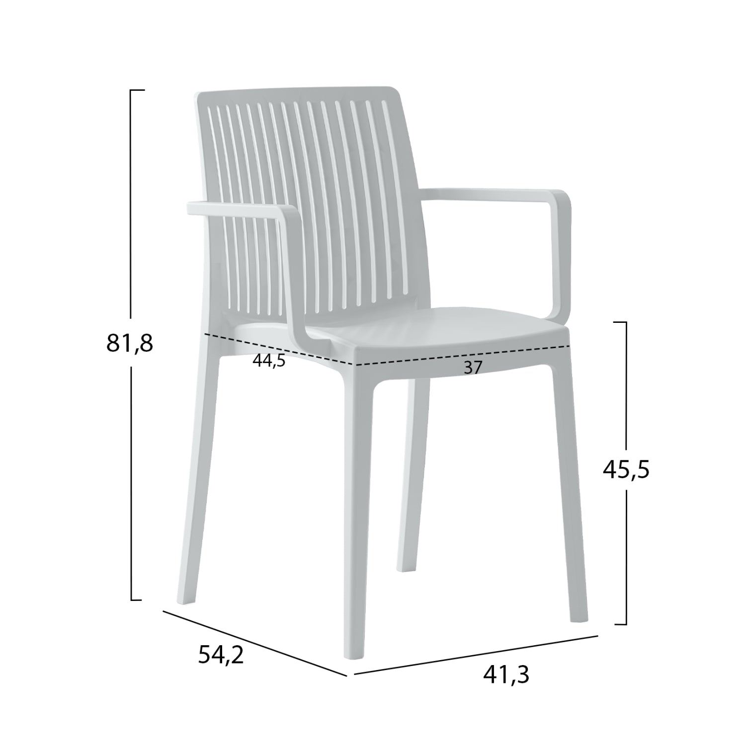 Градински стол  IDA бял цвят полипропилен 53x50x82см