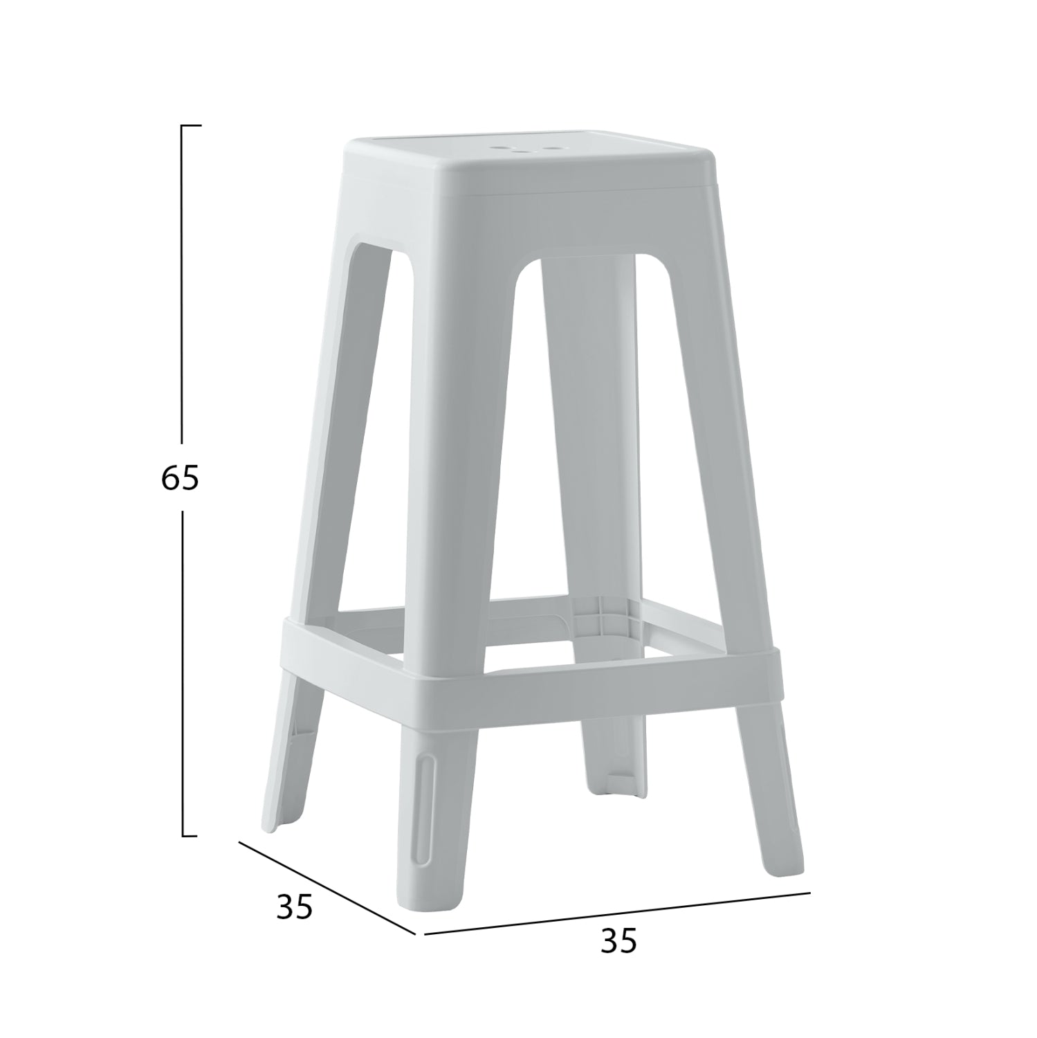 Бар стол  ZEB бял цвят полипропилен 35x35x65
