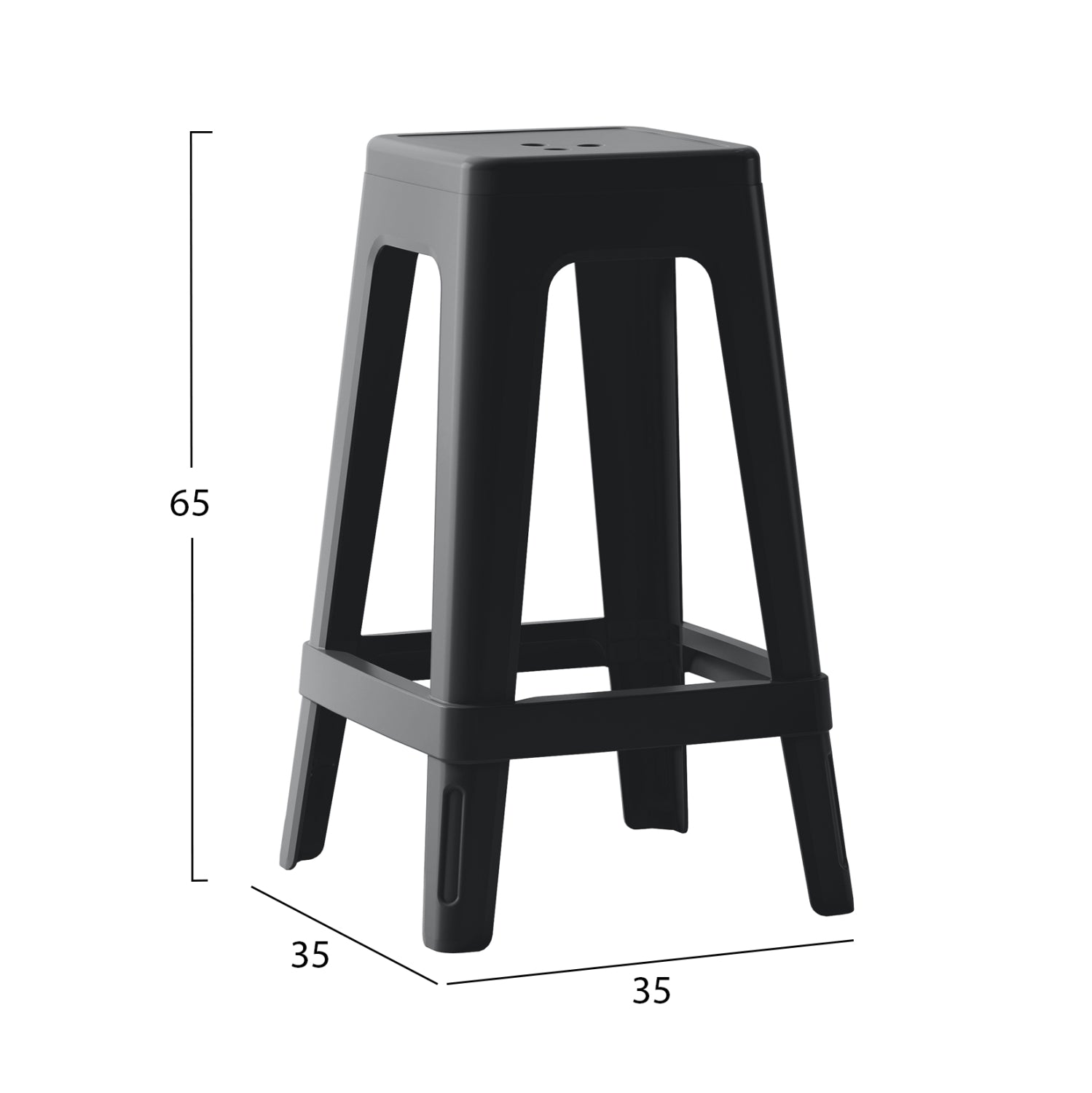 Бар стол ZEB черен цвят полипропилен 35x35x65