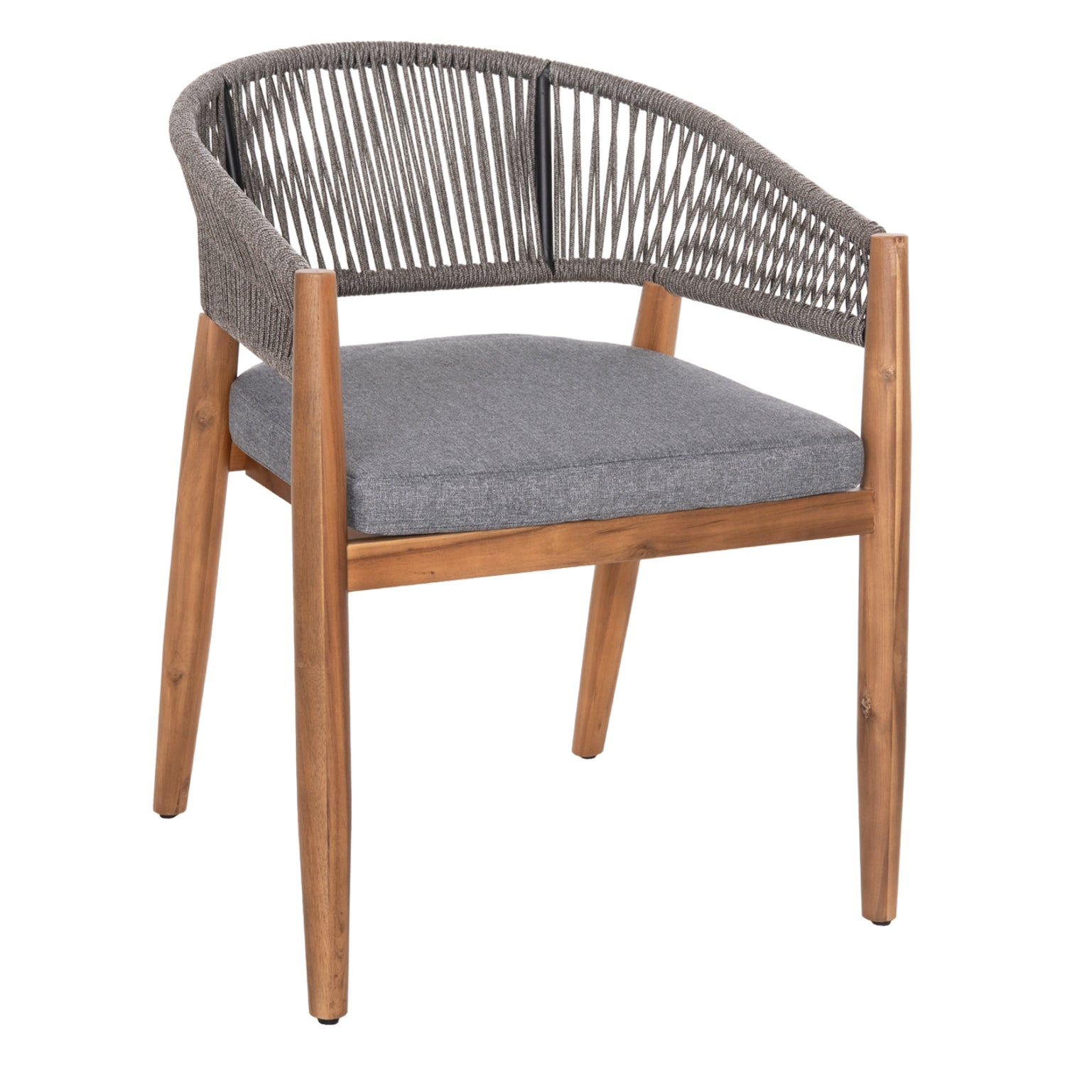 Градински стол NAVAN акациево дърво  с въже  в сиво 59x58x76см.