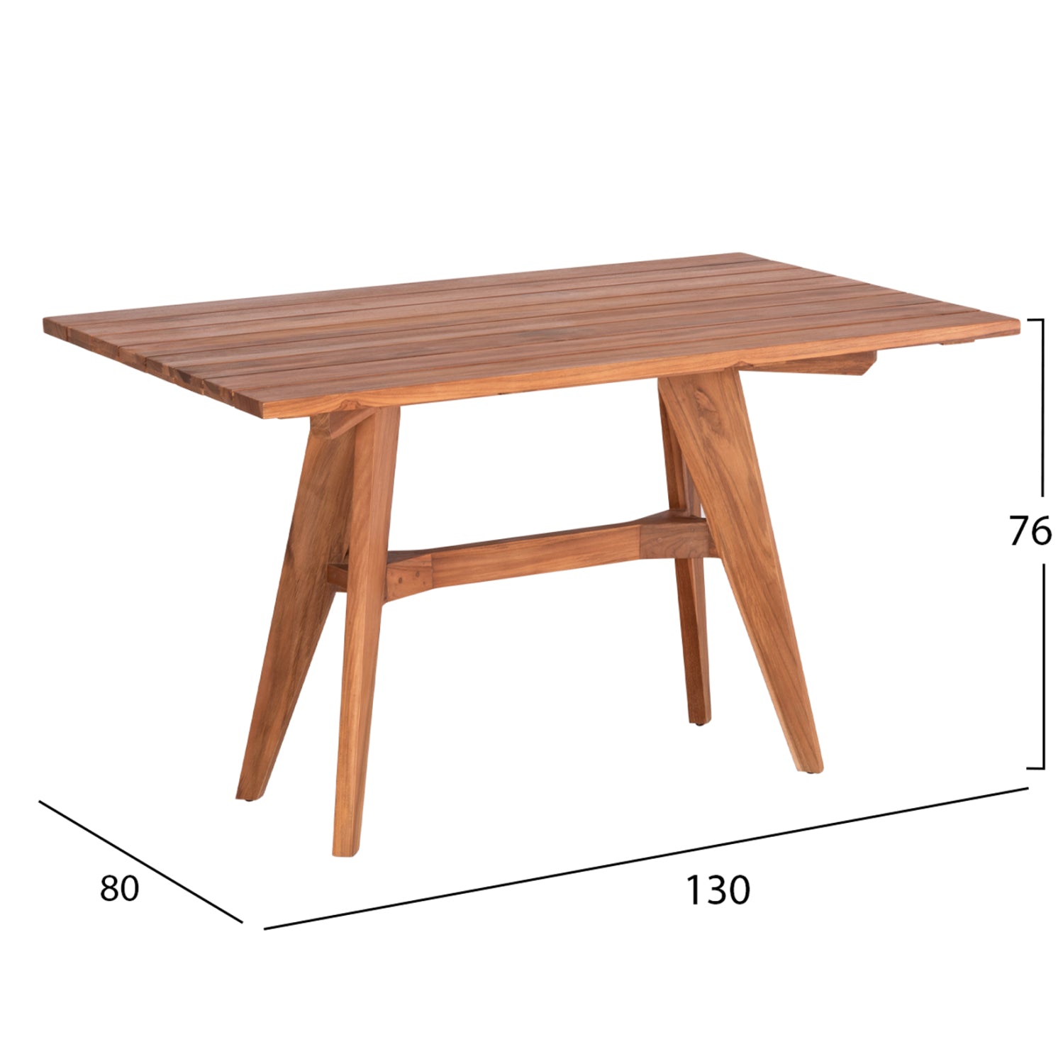 Правоъгълна масаLEO от масивно тиково дърво 130x80x76см