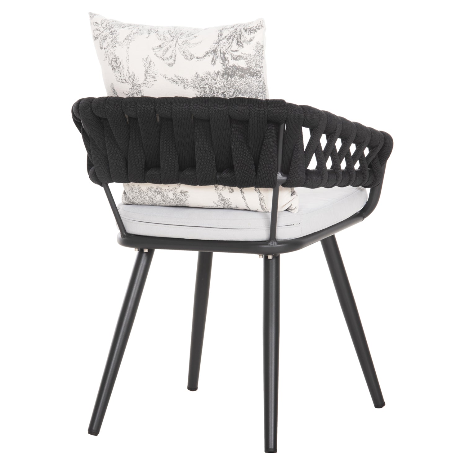 Кресло Kамдън алуминий/ цвят черен-екрю възглавница