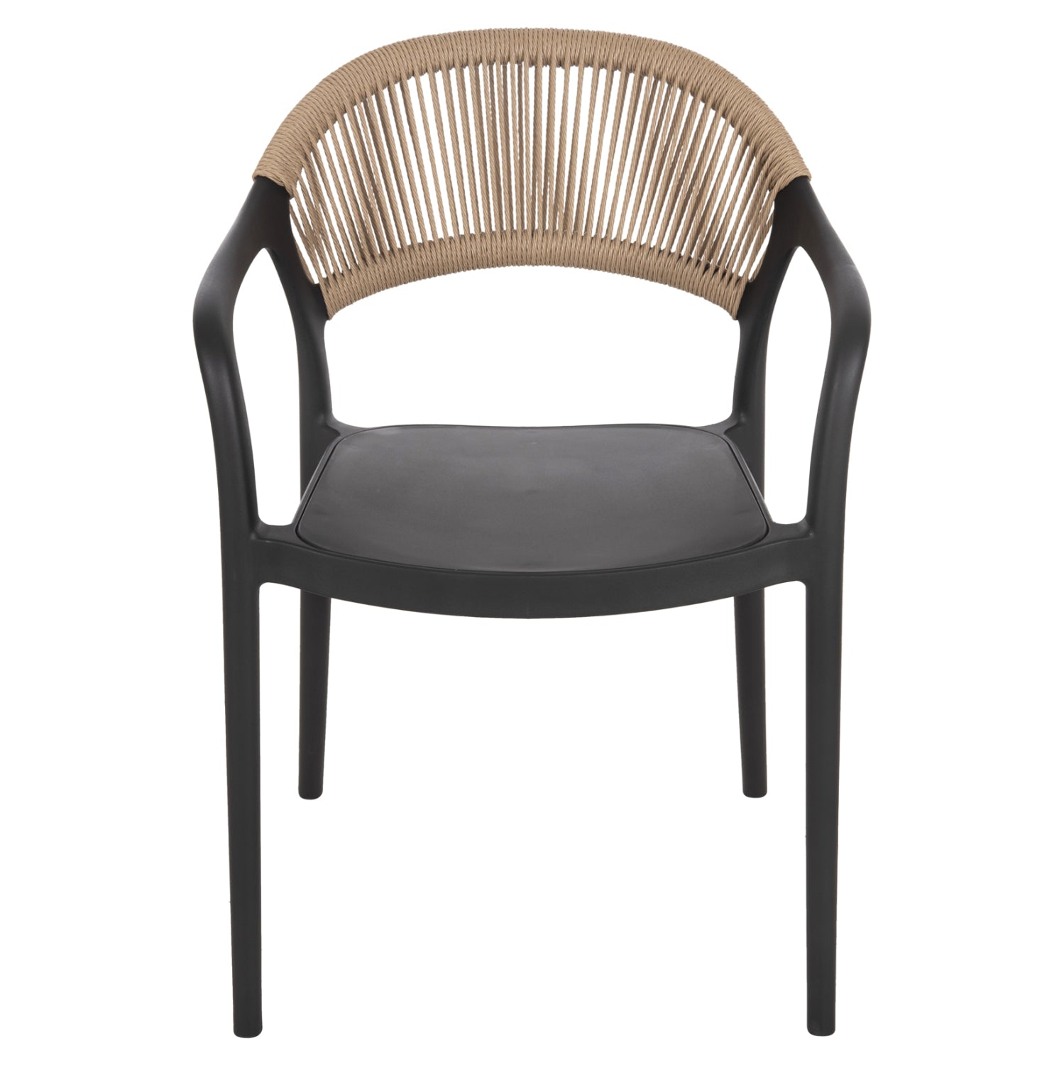 Градински стол  EVA полипропилен черен с бежово въже 56.5x53x80см.