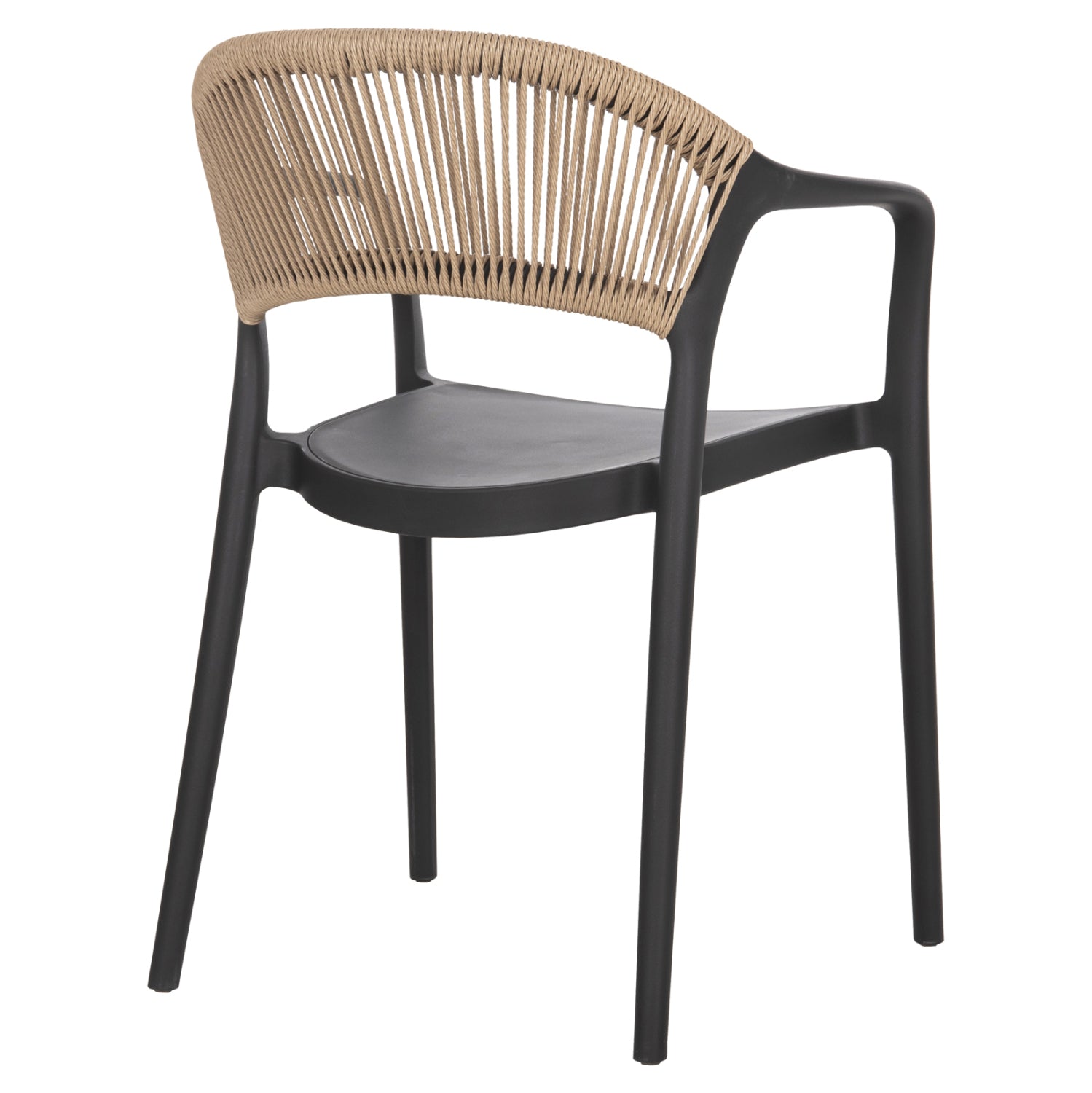 Градински стол  EVA полипропилен черен с бежово въже 56.5x53x80см.