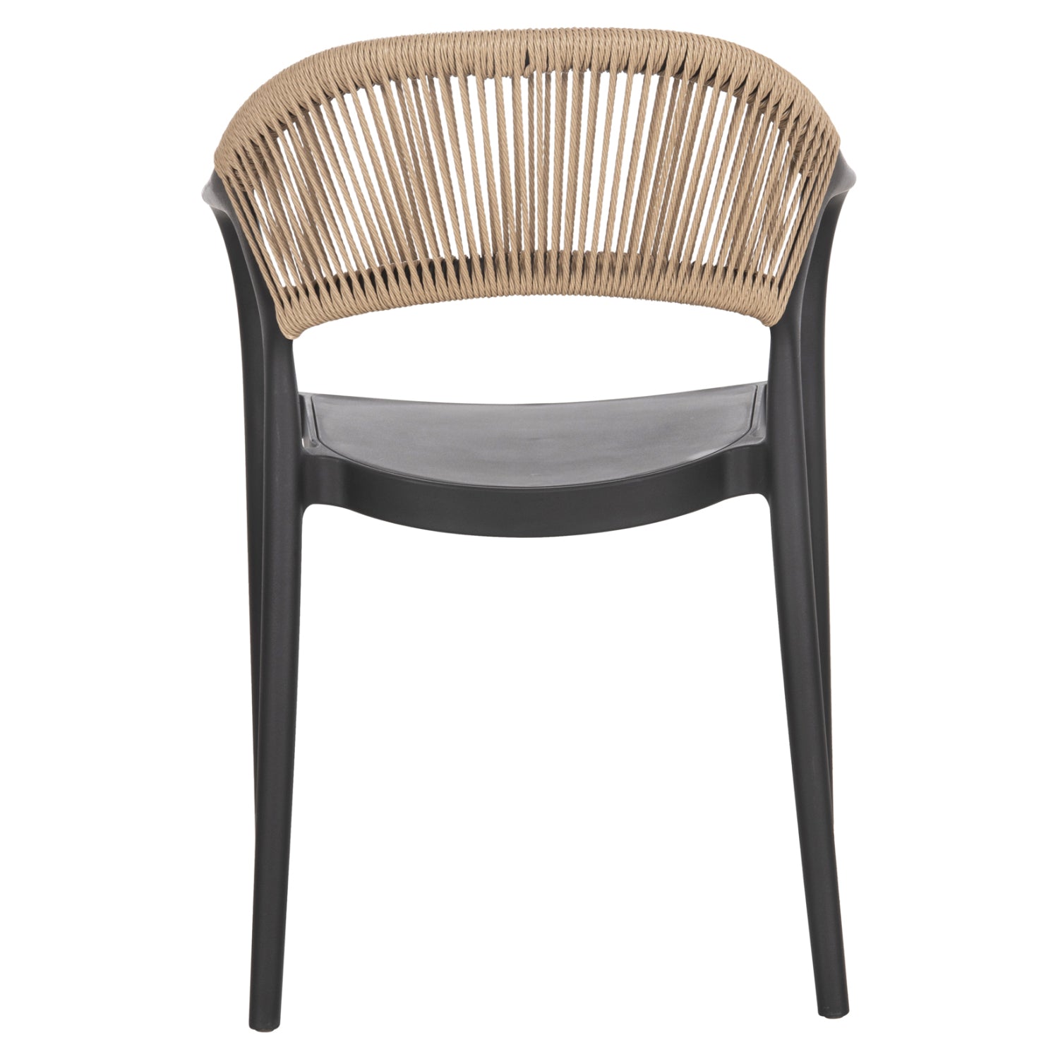 Градински стол  EVA полипропилен черен с бежово въже 56.5x53x80см.