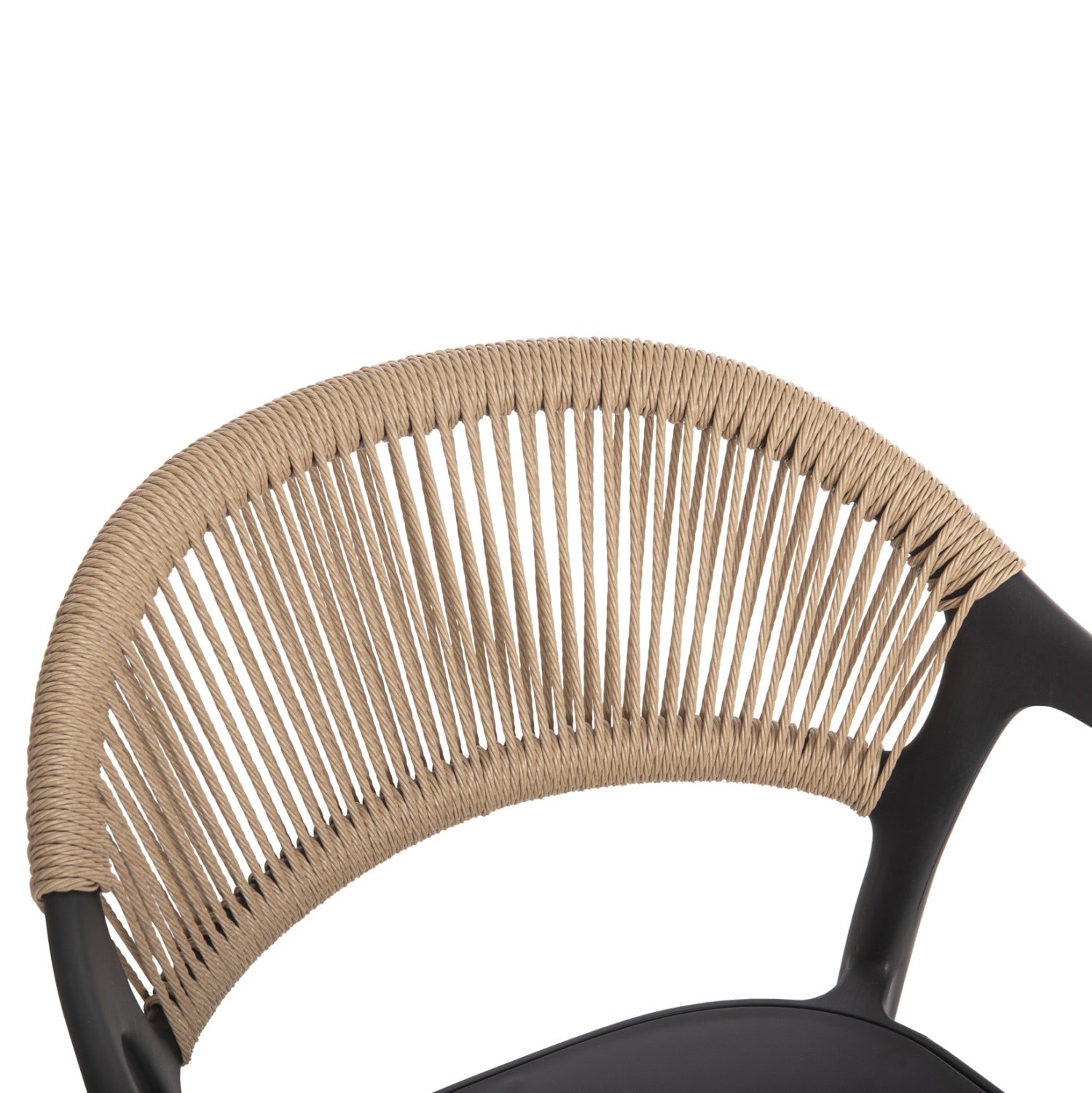 Градински стол  EVA полипропилен черен с бежово въже 56.5x53x80см.