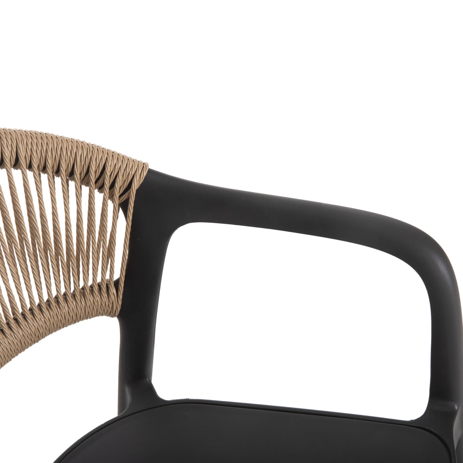 Градински стол  EVA полипропилен черен с бежово въже 56.5x53x80см.