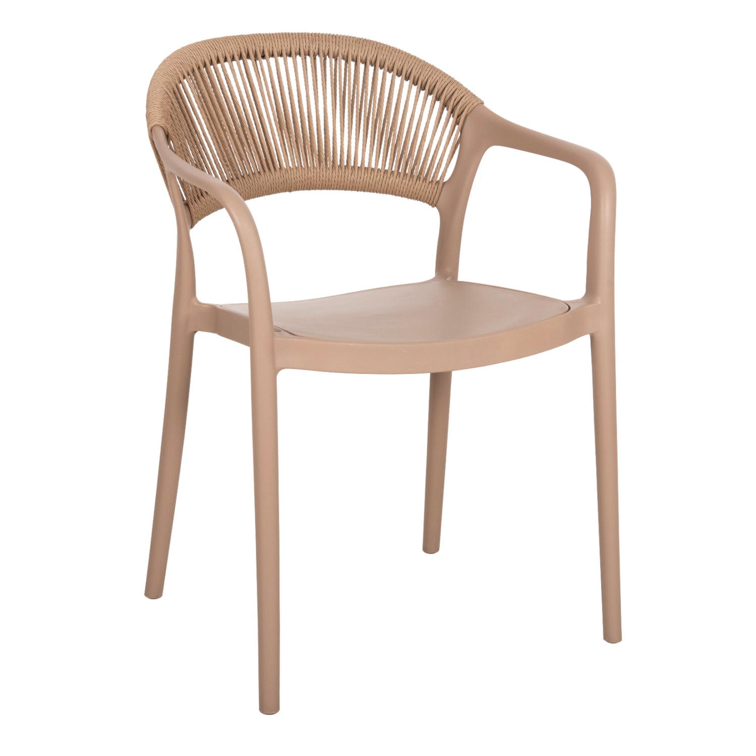 Стол полипропилен EVA  с бежово въже/капучино  56.5x53x80см.